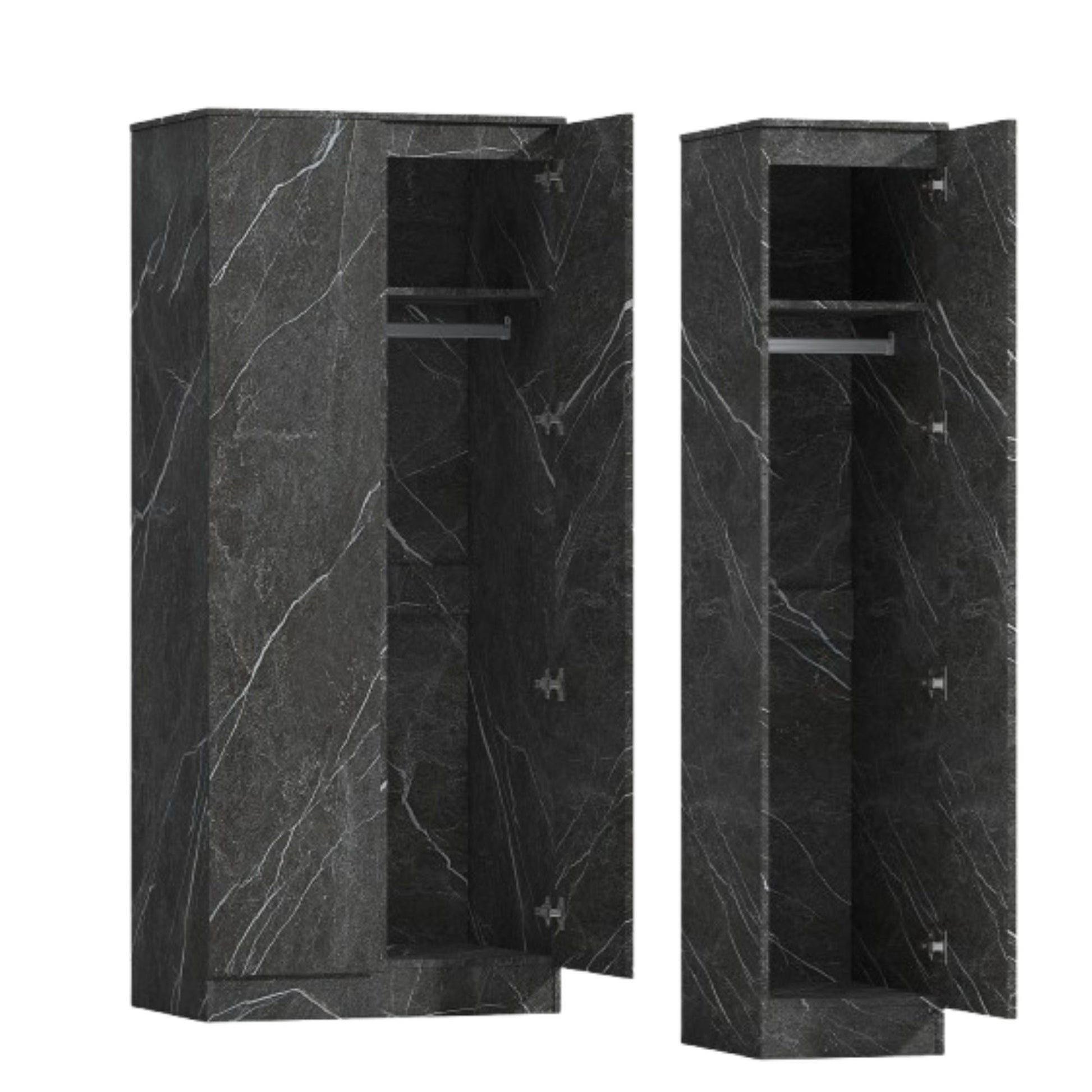 2pc grey marble wardrobe set 2 door 1 door