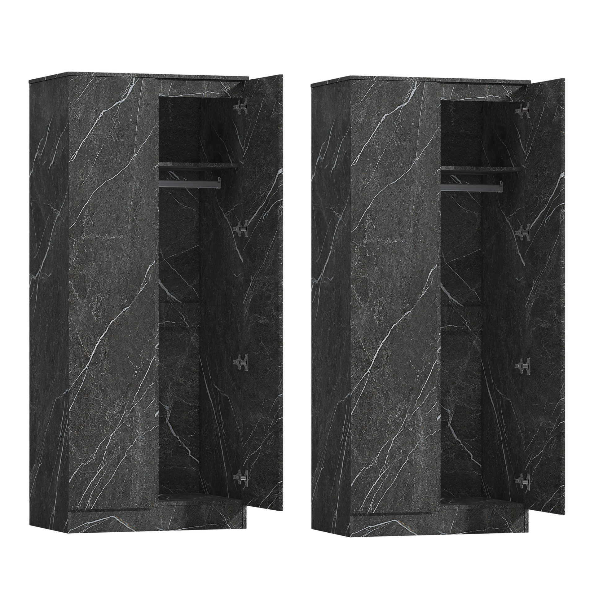 2pc grey marble wardrobe set 2 door 2 door