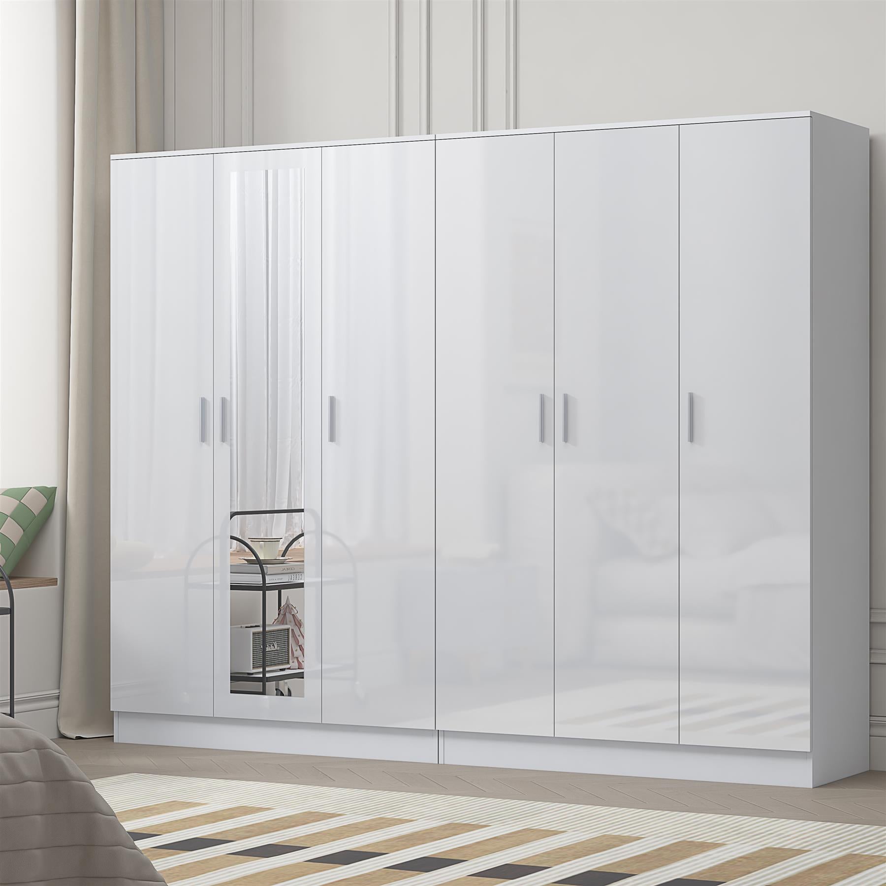 REFLECT 2pc Wardrobe Bundle - 3 Door Mirror + 3 Door Plain - 4 Colour Options