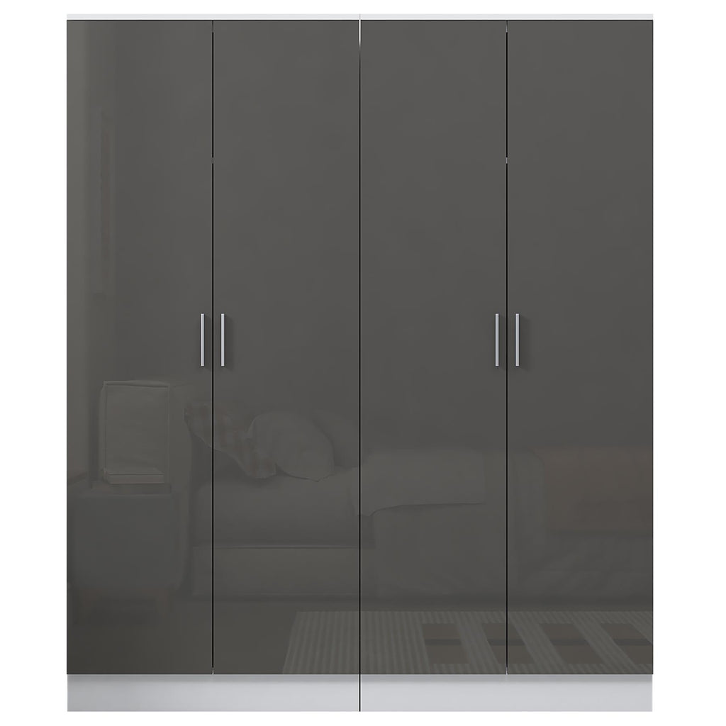 REFLECT - 2x 2 Door PLAIN Wardrobe Bundle - Gloss Grey / Matt White