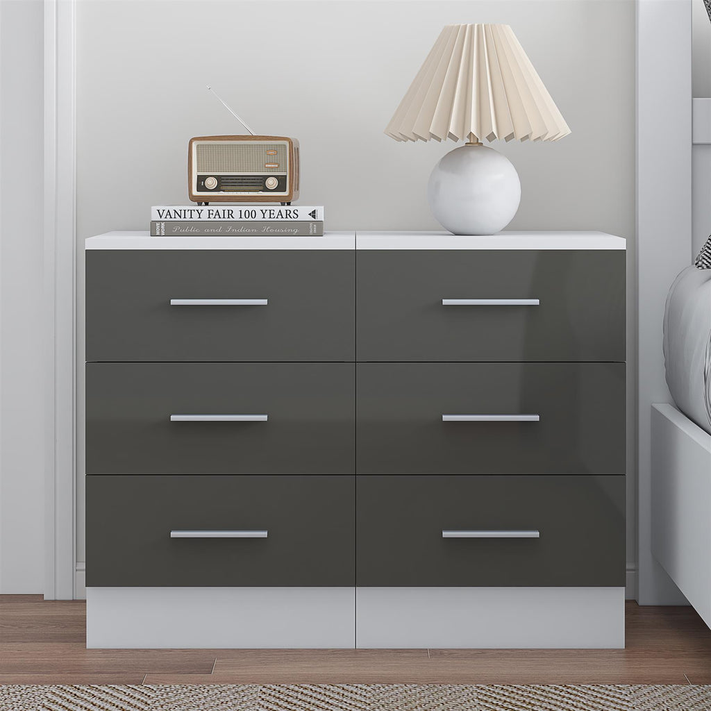 REFLECT High Gloss Pair of 3 Drawer Bedsides in 4 Colour Options