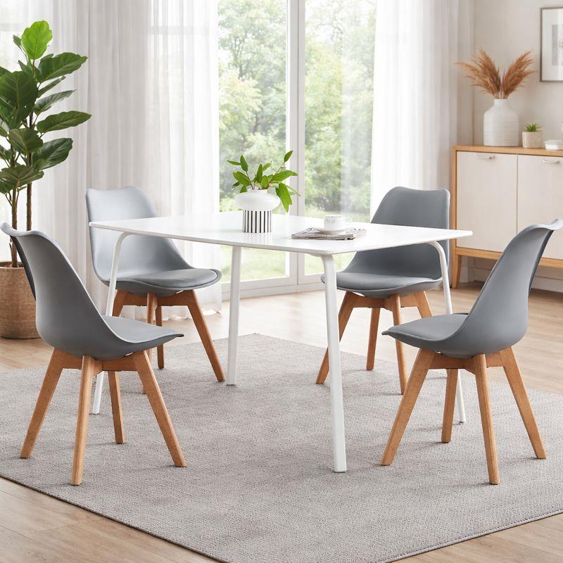LOUVRE Oak & Grey Dining Chair with Comfy Padded Cushion - Modern Chair for Home Living - Single