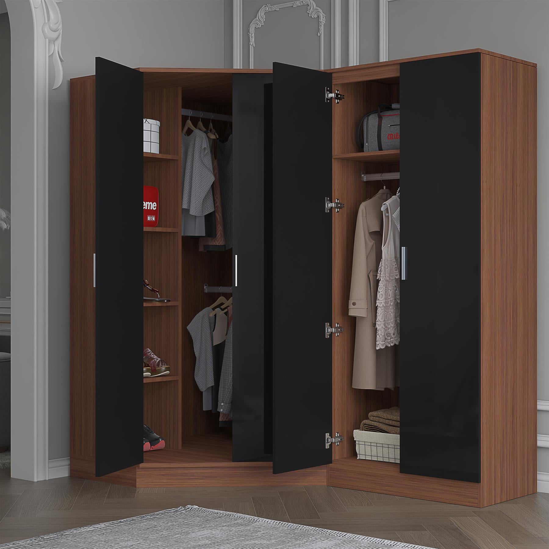 REFLECT Gloss 4 Door Wardrobe Bundle Inc 2 Door Corner + 2 Door Bedroom Set