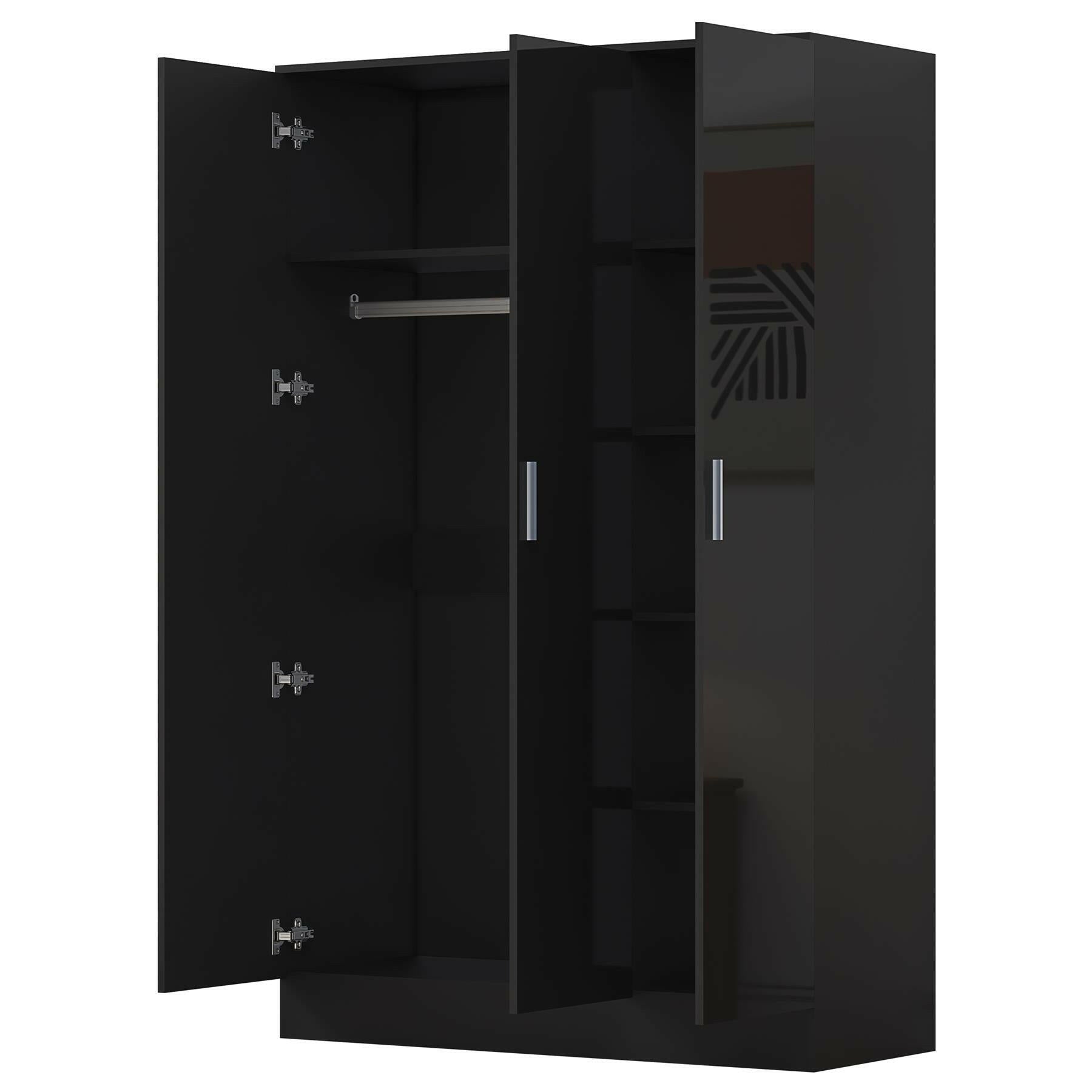2 door wardrobe black