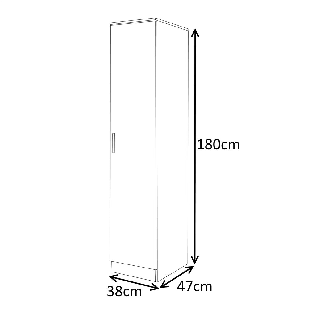 REFLECT Gloss Bedroom Furniture 1 Door Plain Wardrobe - 4 Colour Options