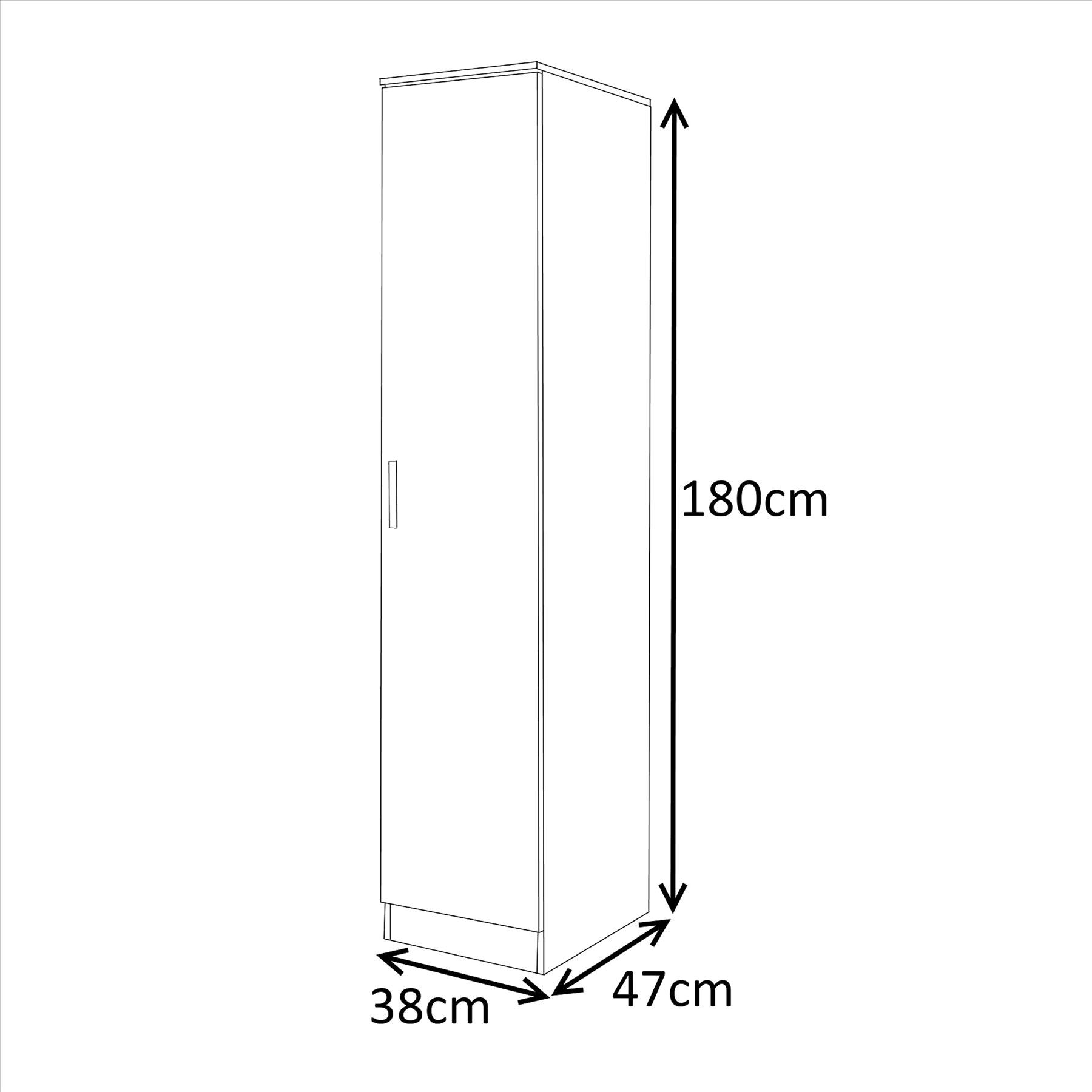 REFLECT Gloss Bedroom Furniture 1 Door Plain Wardrobe - 4 Colour Options