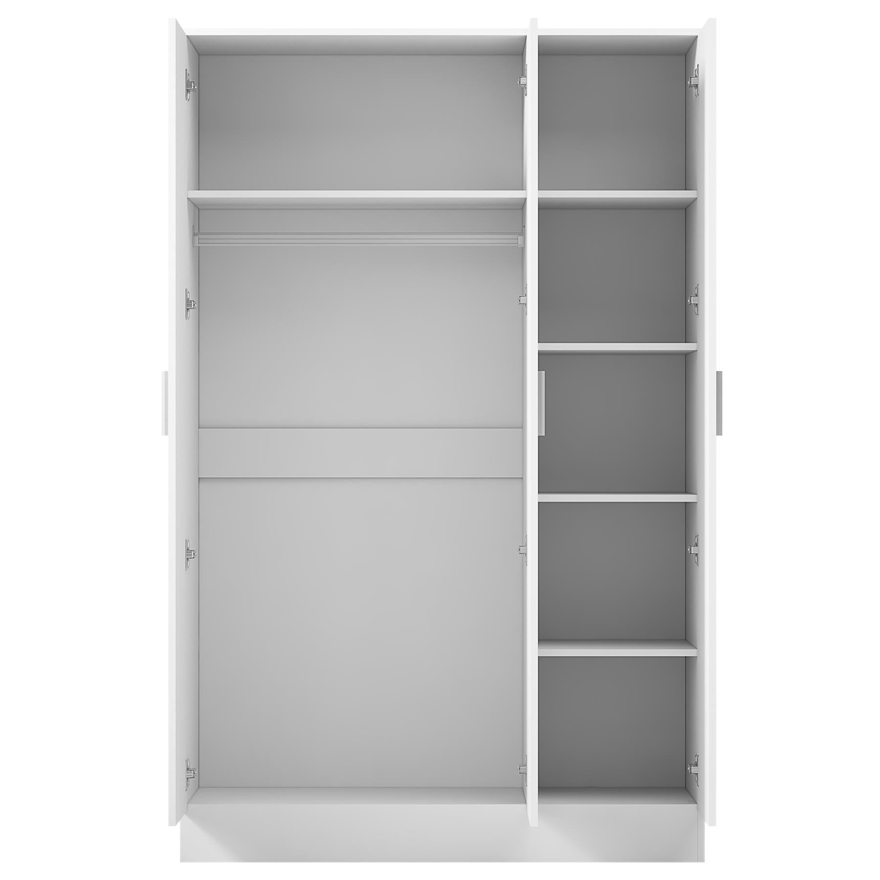 REFLECT - 1 Door Corner + 3 Door Mirror Wardrobe in Gloss White / Matt White