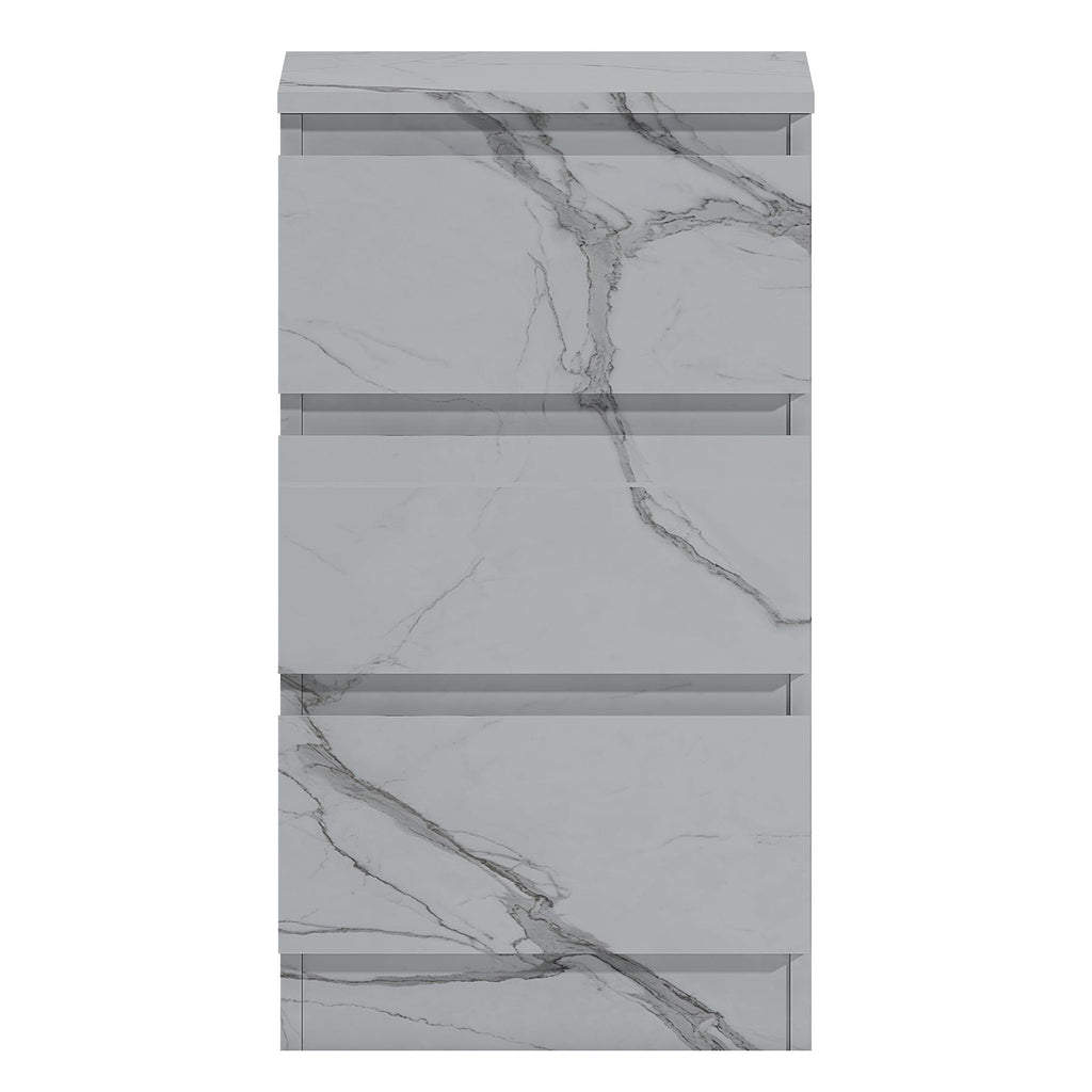 ZITA Bedroom Furniture Tall 3 Drawer Bedside in White OR Grey Marble Colour