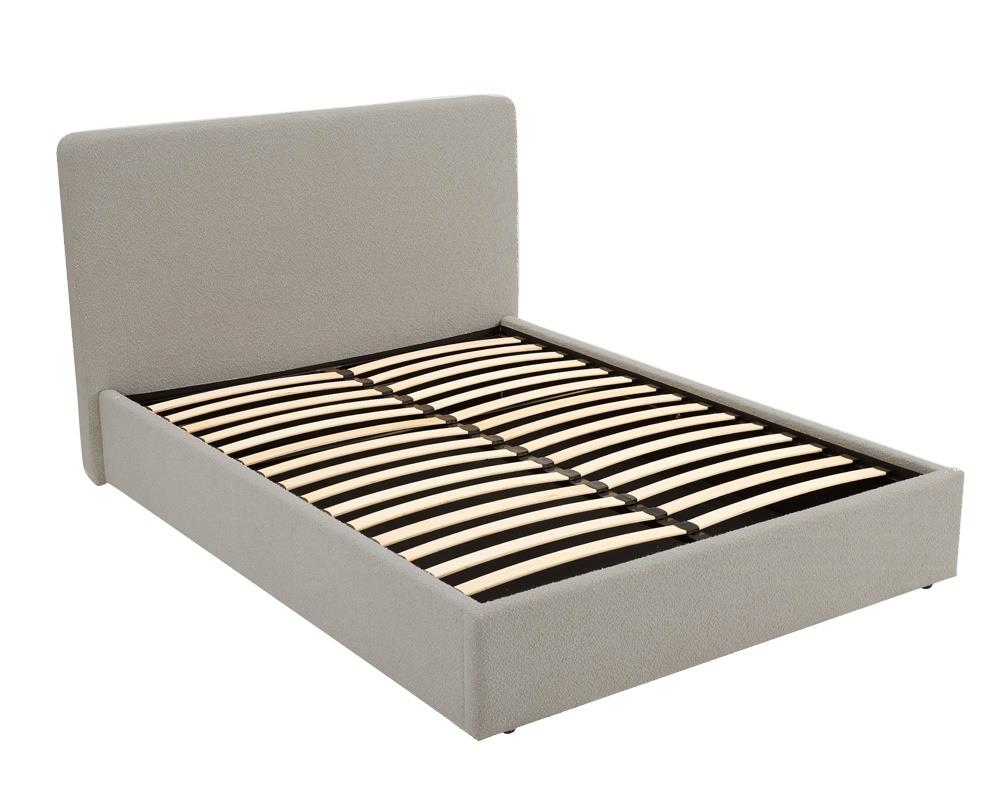 TEDDY BOUCLE 4FT6 Double Gas Lift Up Ottoman Storage Bedframe (H: 113cm x W: 155cm x L: 210cm) (Grey)
