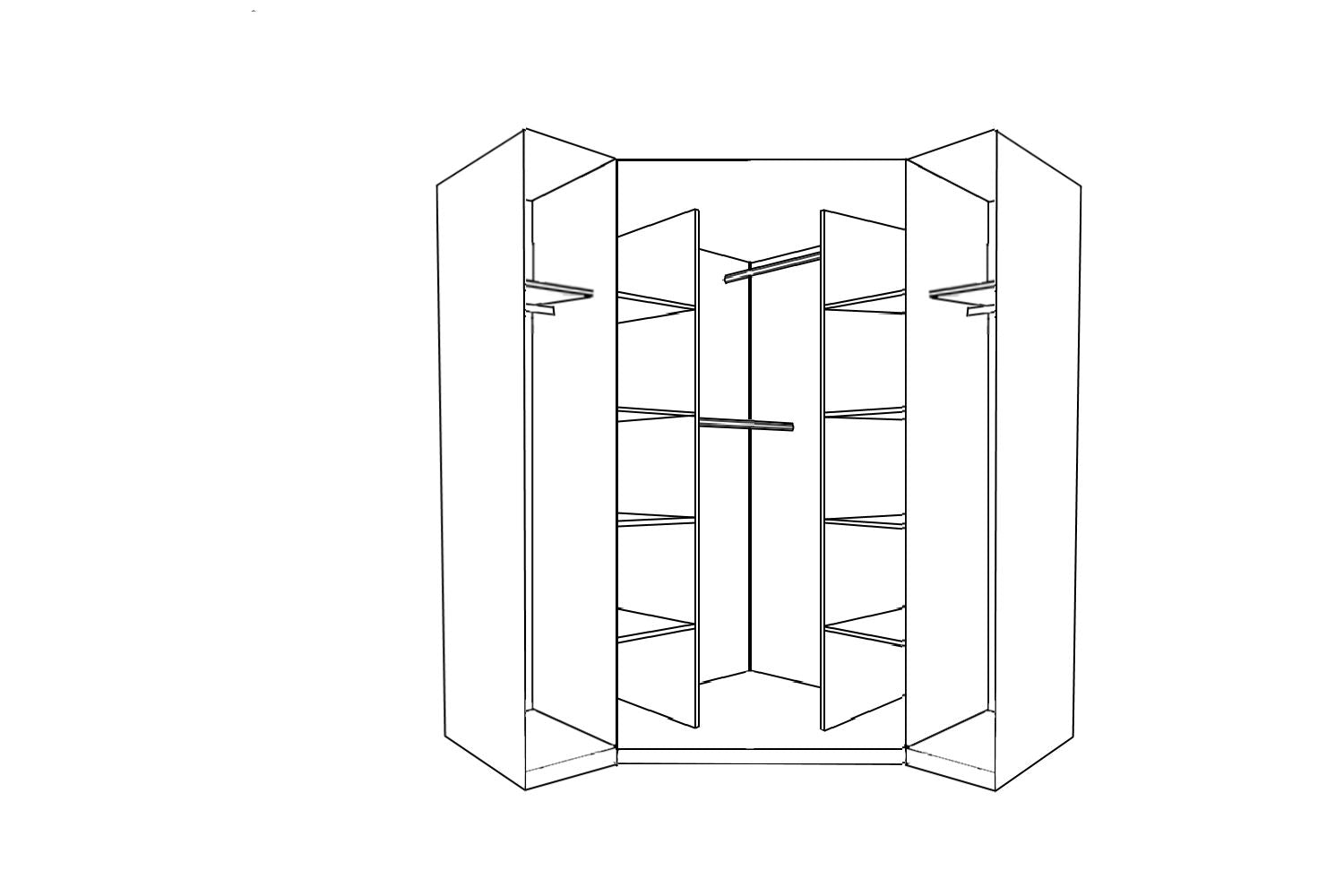 REFLECT Gloss 4 Door Corner Wardrobe Bundle Inc Corner + 2x 1 Door Wardrobes Set