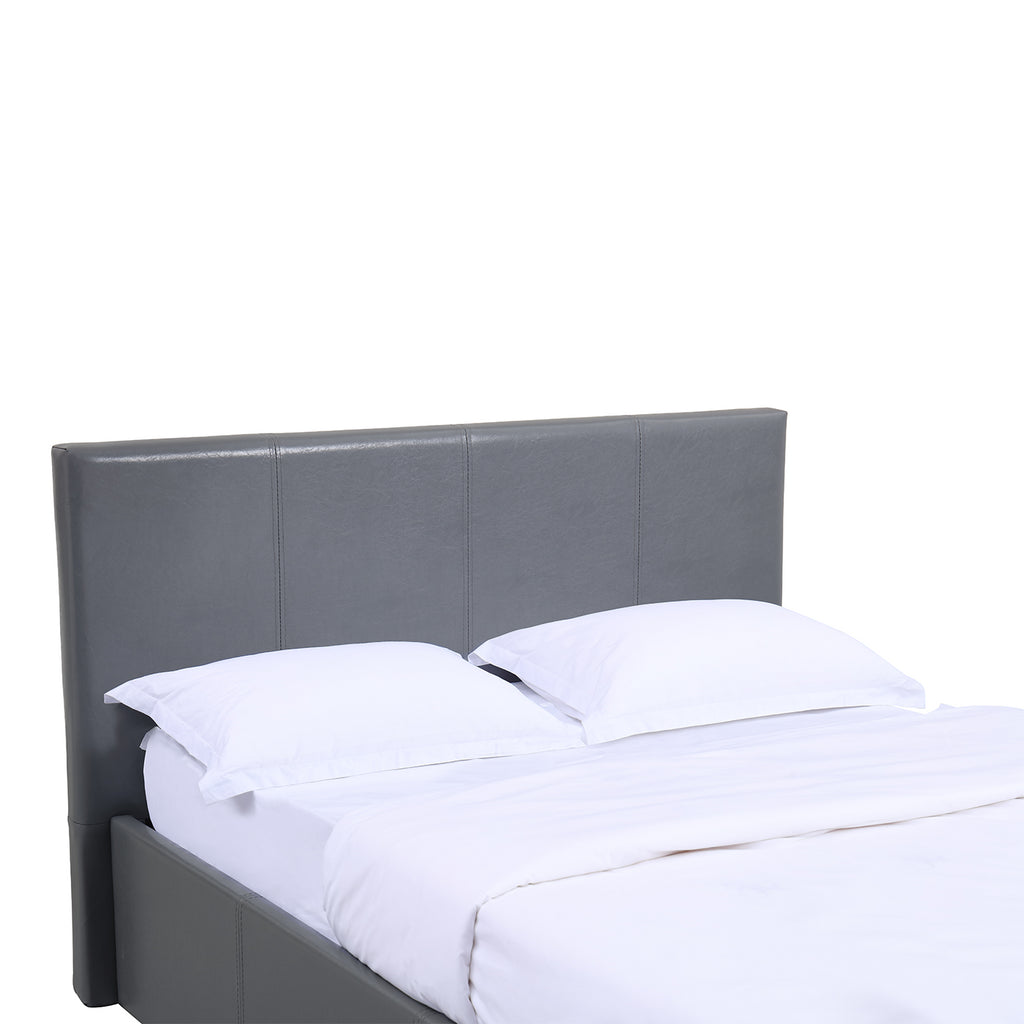LUNA 4FT Small Double Grey Ottoman Storage Bed with Gas Lift & 15cm Thick Memory Foam Mattress - L: 203cm x W: 138cm x H: 88.5cm