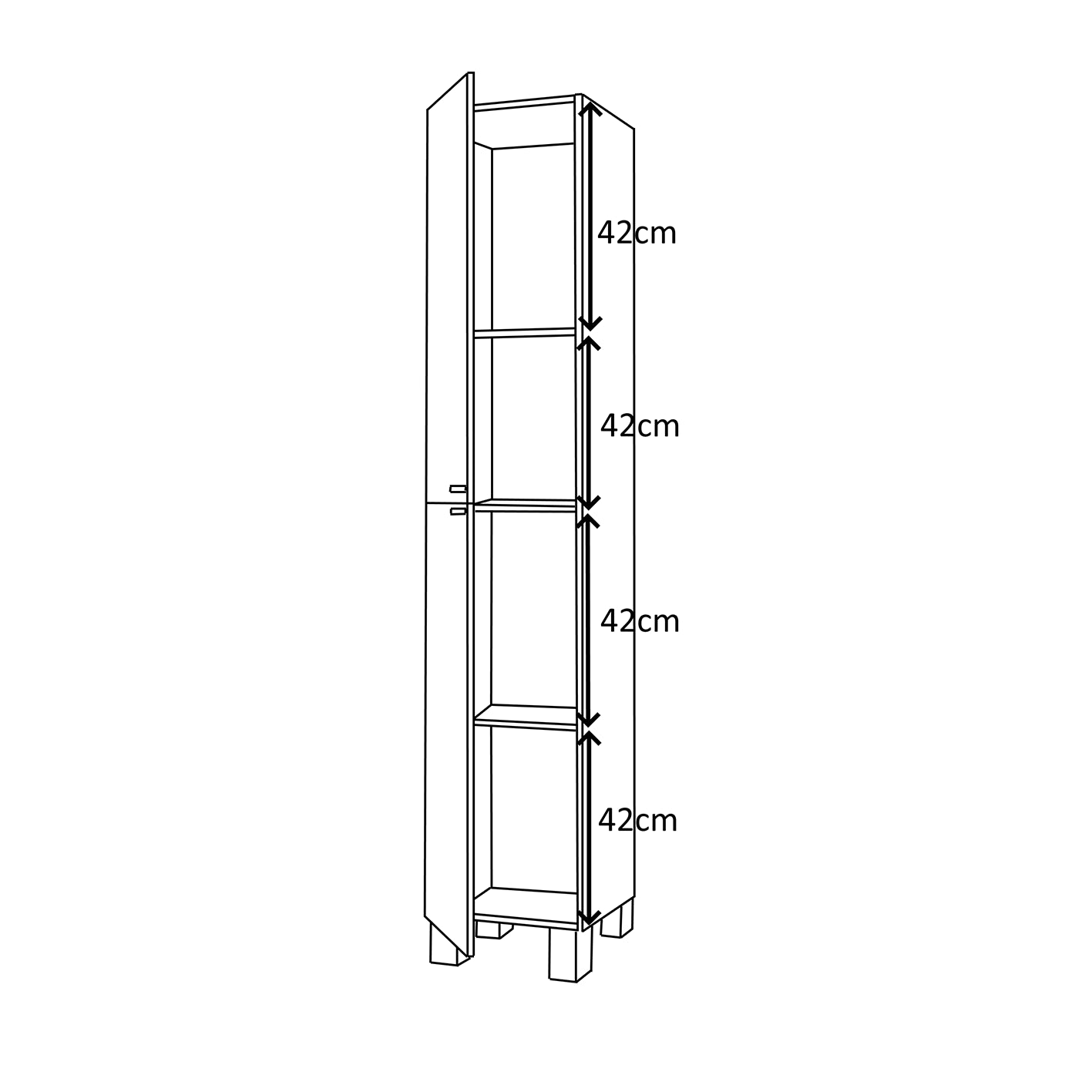 Baltic White Tall 2 Door Bathroom Storage Cabinet - Organiser for Toiletries & Towels - H: 182cm x W: 30cm x D: 25cm.