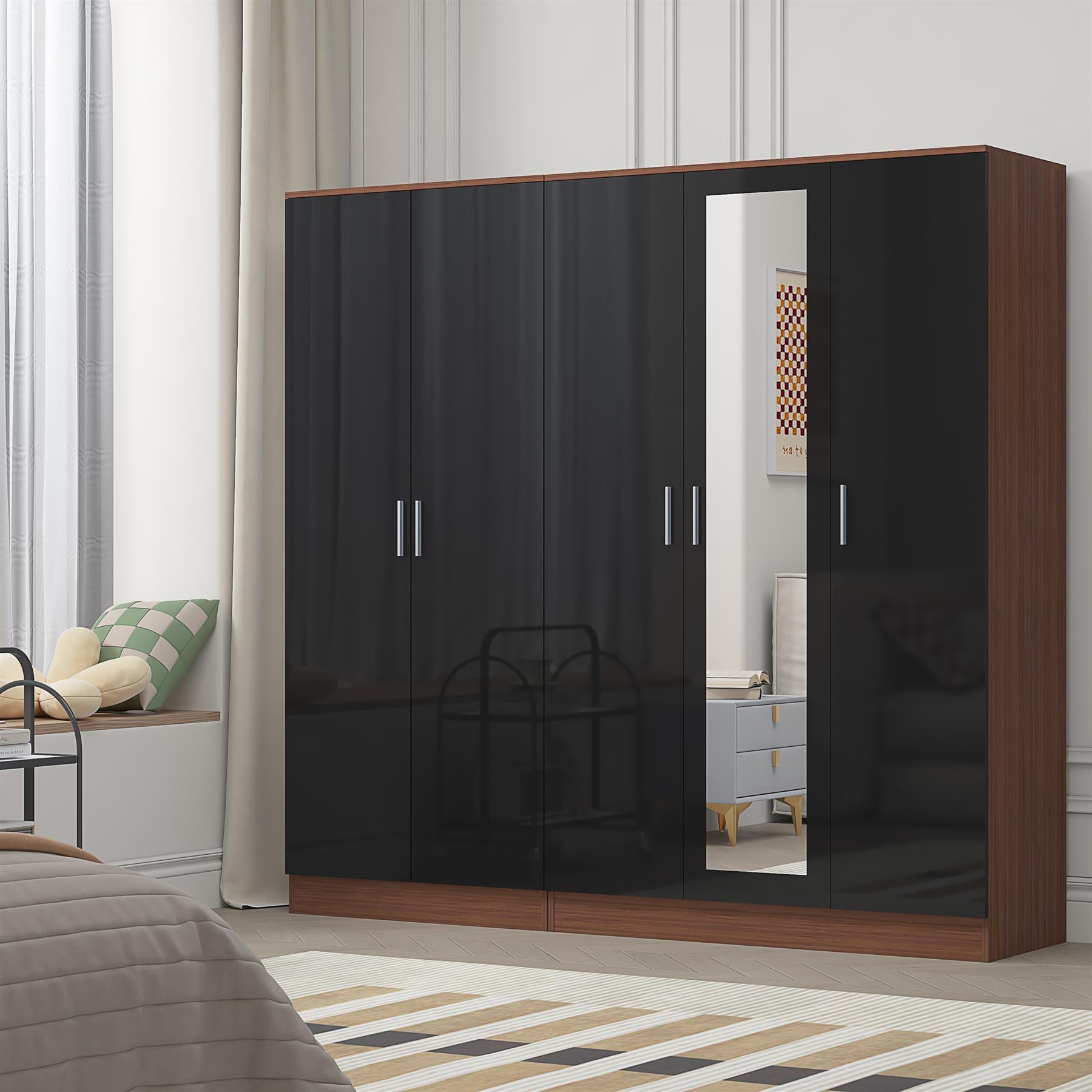 REFLECT 2pc Wardrobe Bundle - 3 Door Mirror + 2 Door Plain - 4 Colour Options