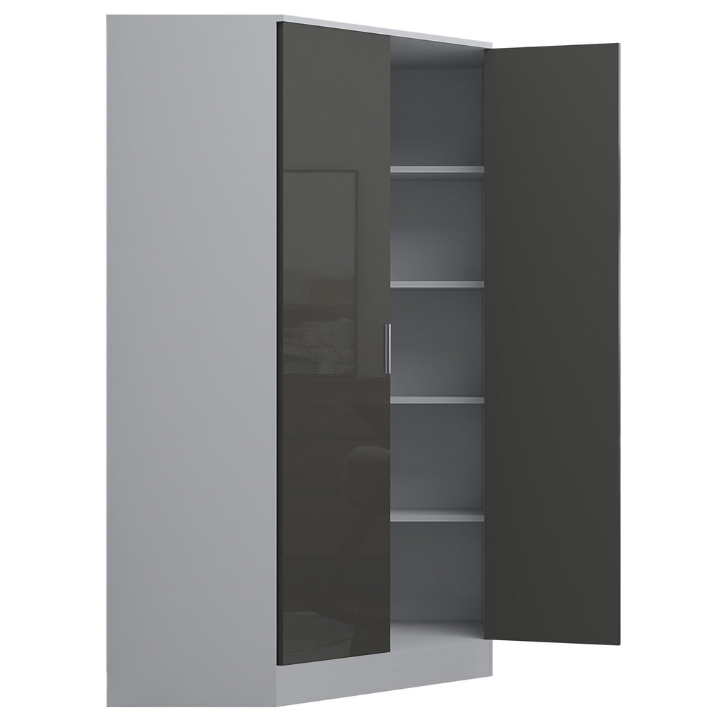 REFLECT Gloss 5 Door Wardrobe Bundle - 2 Door Corner + 3 Door Mirror Bedroom Set
