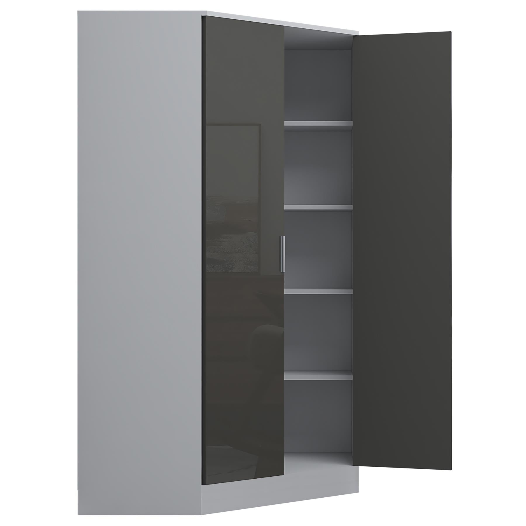 REFLECT Gloss 5 Door Wardrobe Bundle - 2 Door Corner + 3 Door Mirror Bedroom Set