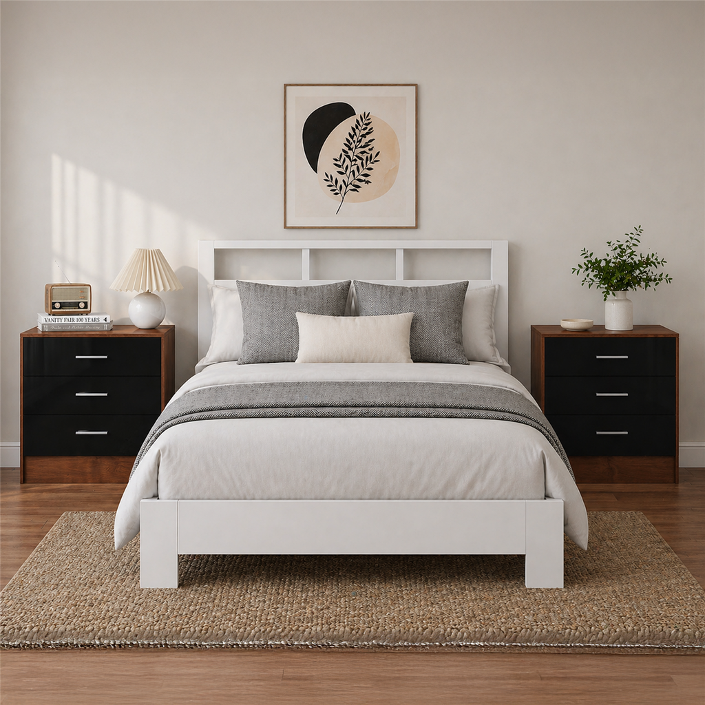 REFLECT High Gloss Pair of 3 Drawer Bedsides in 4 Colour Options