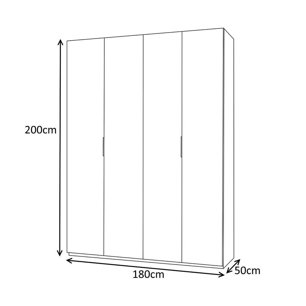 MAX 180cm Wide Satin White Wardrobe 4 Door Storage Unit