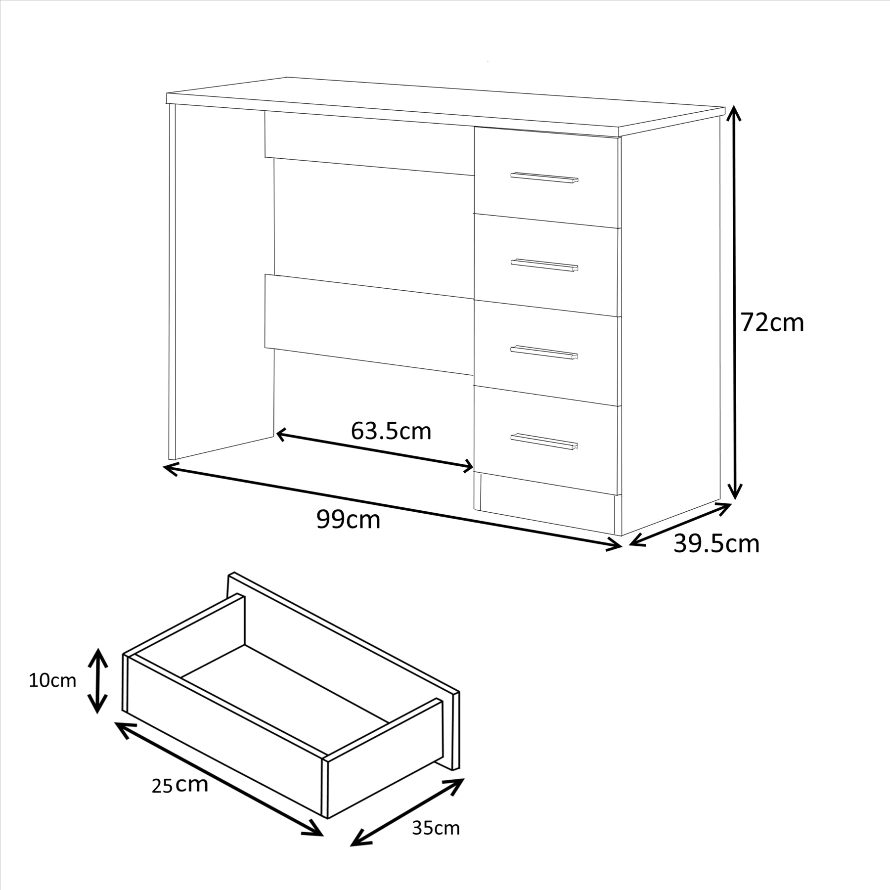 Reflect 3 Door Mirror Wardrobe, 5 Drawer Chest, 2 Drawer Bedside & Desk - Grey Gloss & Matt White - Modern Bedroom Furniture Set