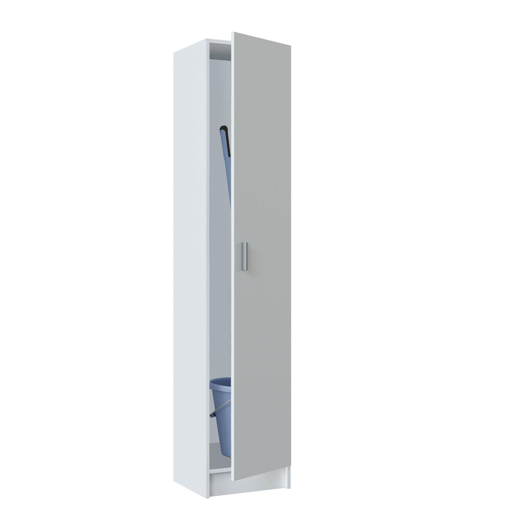 VITA White Utility Storage Cupboard - 1 Door Cabinet with 3 Shelves - Modular Storage for Kitchen or Utility Room