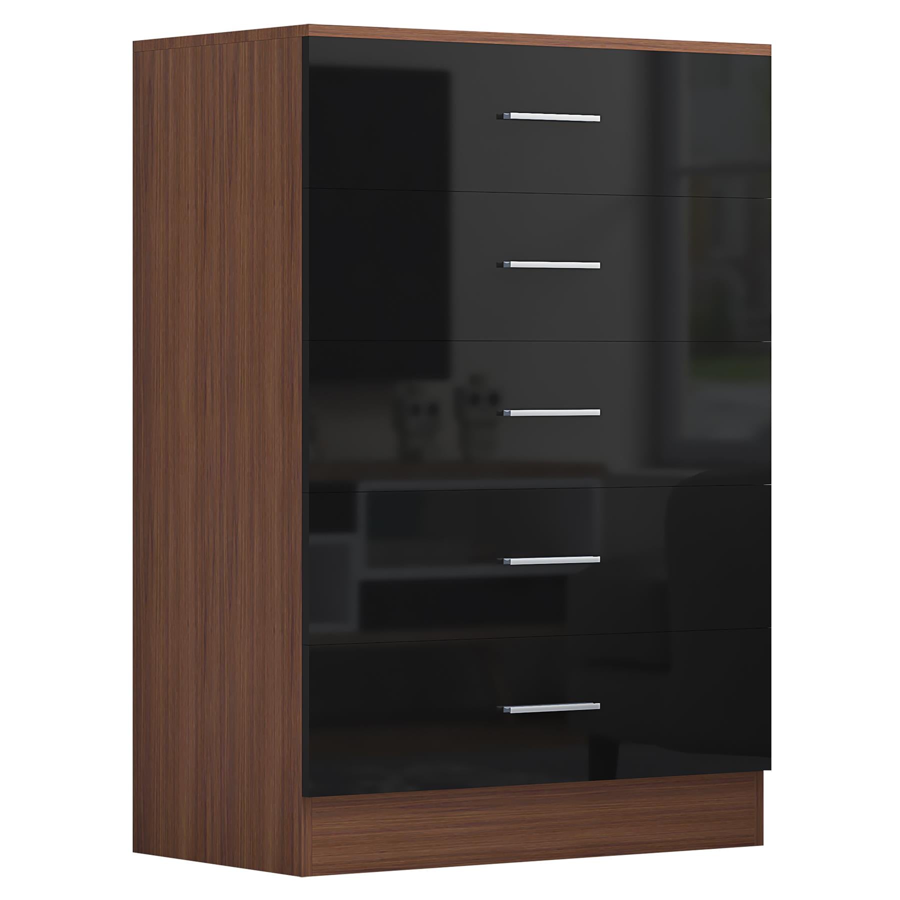 REFLECT Gloss Bedroom Furniture Tall 5 Drawer Chest of Drawers - 4 Colour Option
