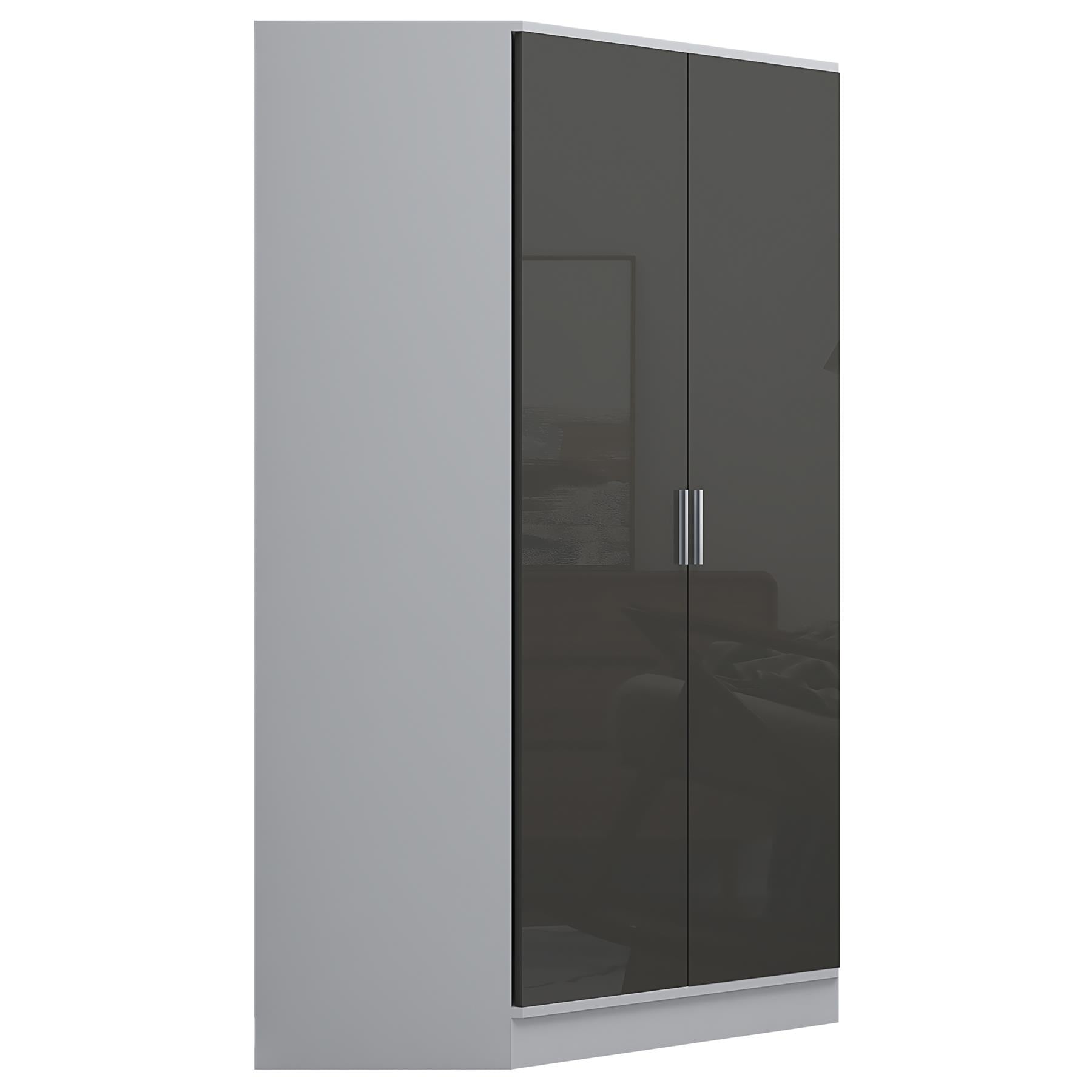 Reflect 3pc Wardrobe Bundle - 2 Door Corner + 2x 2 Door Plain - Grey Gloss & Matt White