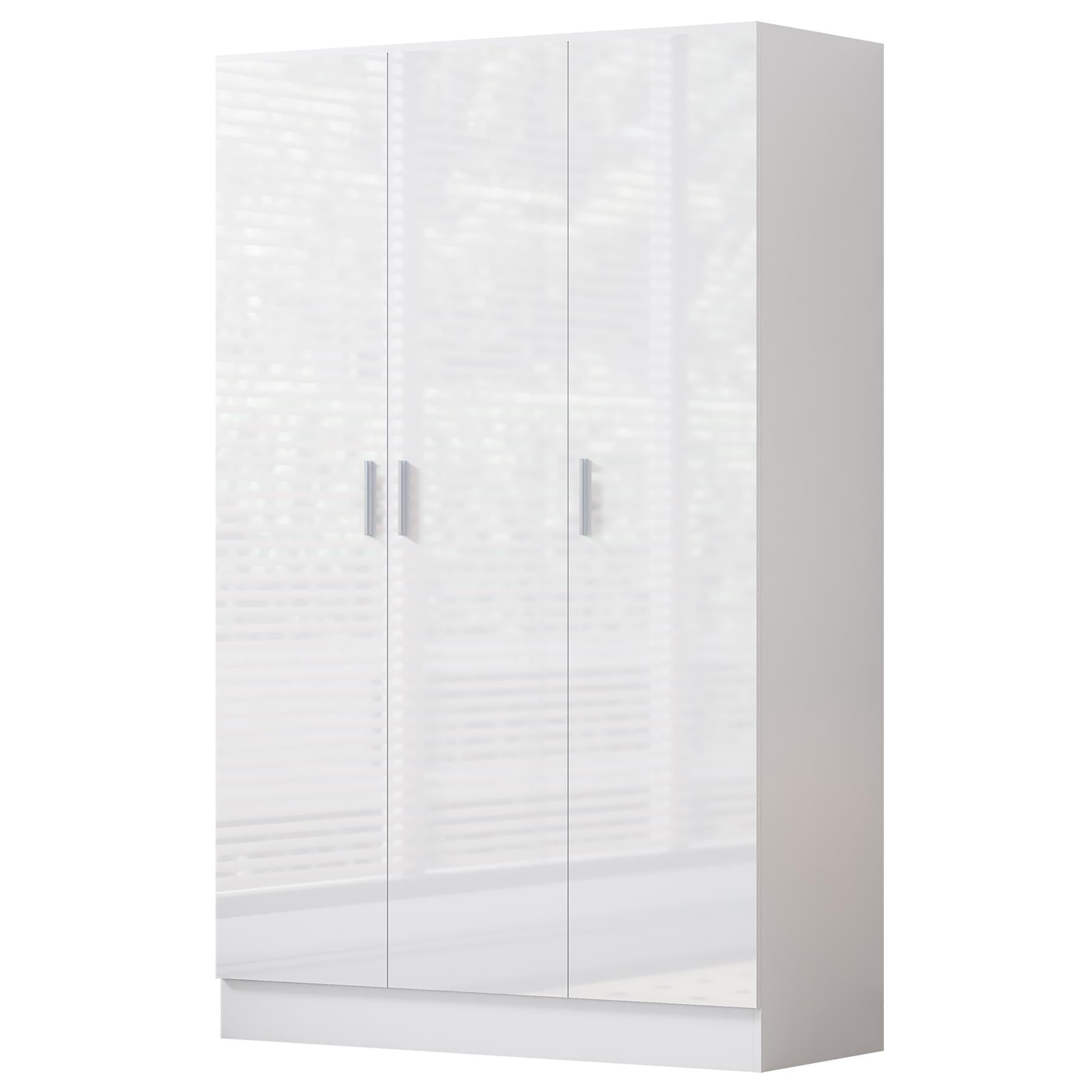 REFLECT Gloss Bedroom Furniture 3 Door Plain Wardrobe - 4 Colour Options