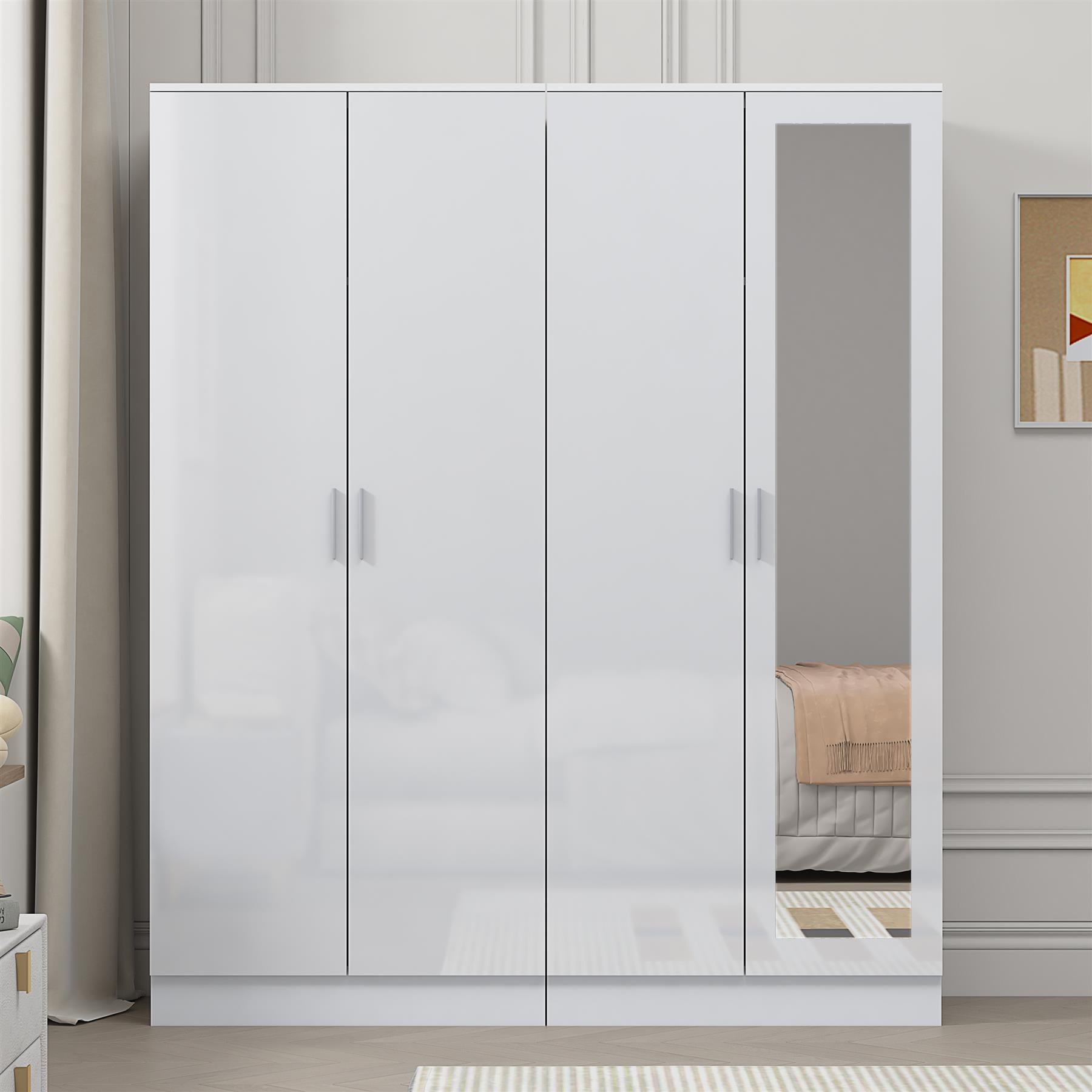 REFLECT Gloss 2pc Wardrobe Bundle - 2 Door Mirror + 2 Door Plain - 4 Colours