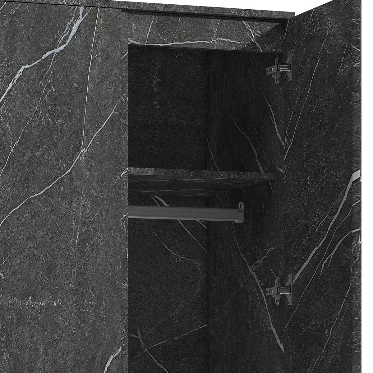 ZITA Grey Marble Effect 2 Piece Wardrobe Bundle - 2 x 2-Door Wardrobes, (L) 50cm x (W) 76cm x (H) 180cm.