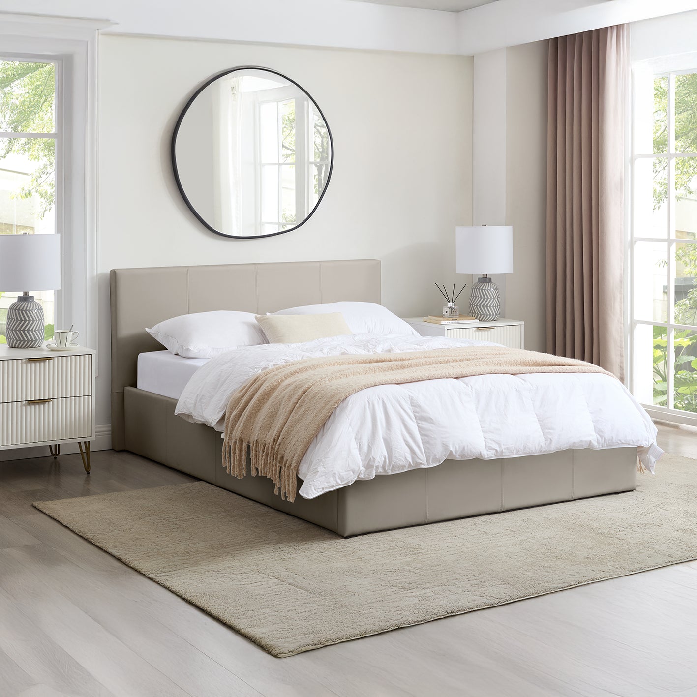 LUNA 4FT Small Double Faux Leather Ottoman Storage Bed-Mattress & Colour Options