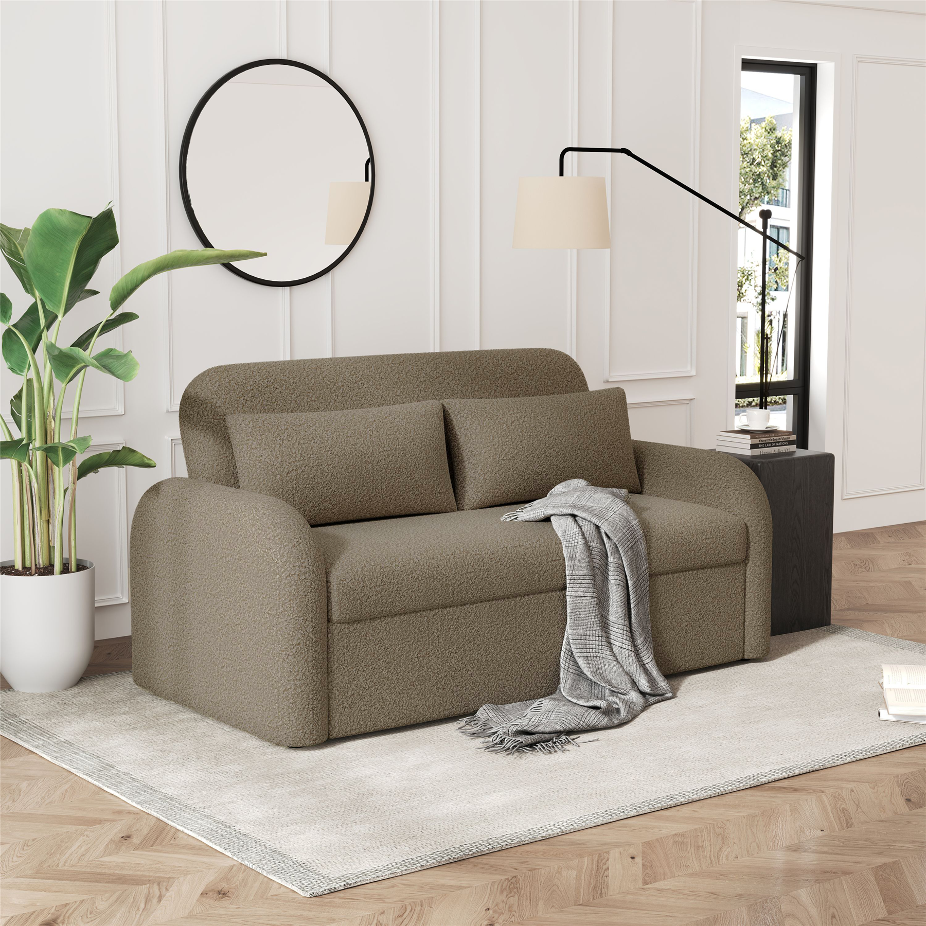 NOMA 2 Seater Boucle Pull Out Sofabed with Storage - 3 Colour Options