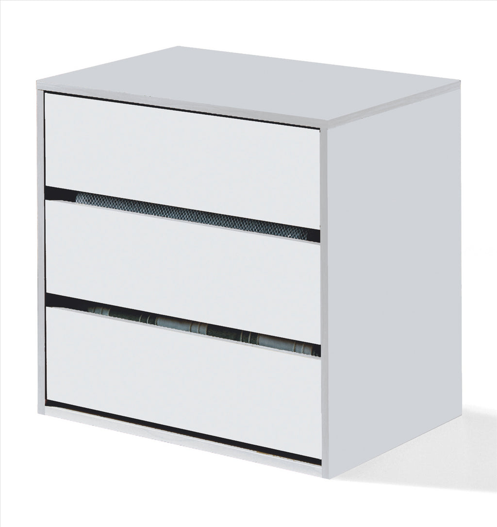 MAX Wardrobe 4 Door White 180cm + ARC 3 Drawer Internal Chest Storage Set.