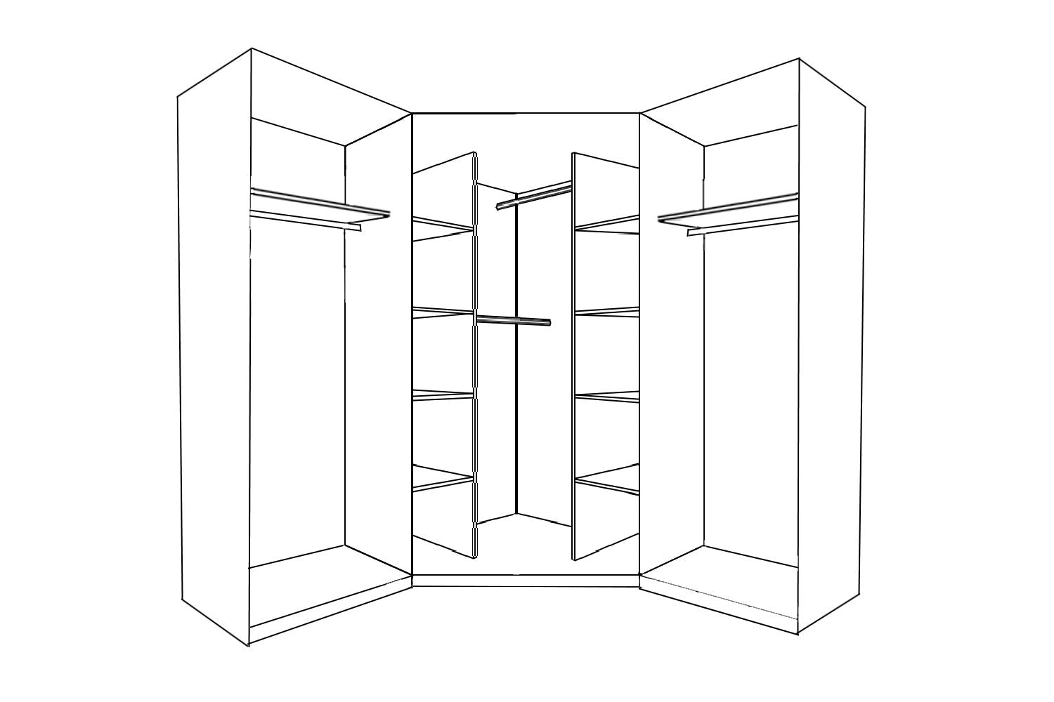 Reflect 3pc Wardrobe Bundle - 2 Door Corner + 2x 2 Door Plain - Grey Gloss & Matt White - H: 180cm x W: 179cm x D: 103cm