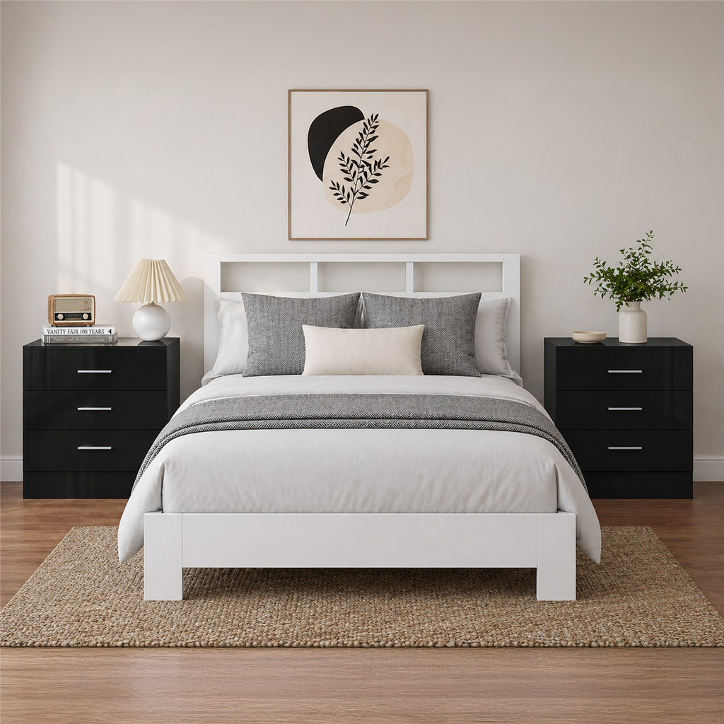 REFLECT High Gloss Pair of 3 Drawer Bedsides in 4 Colour Options