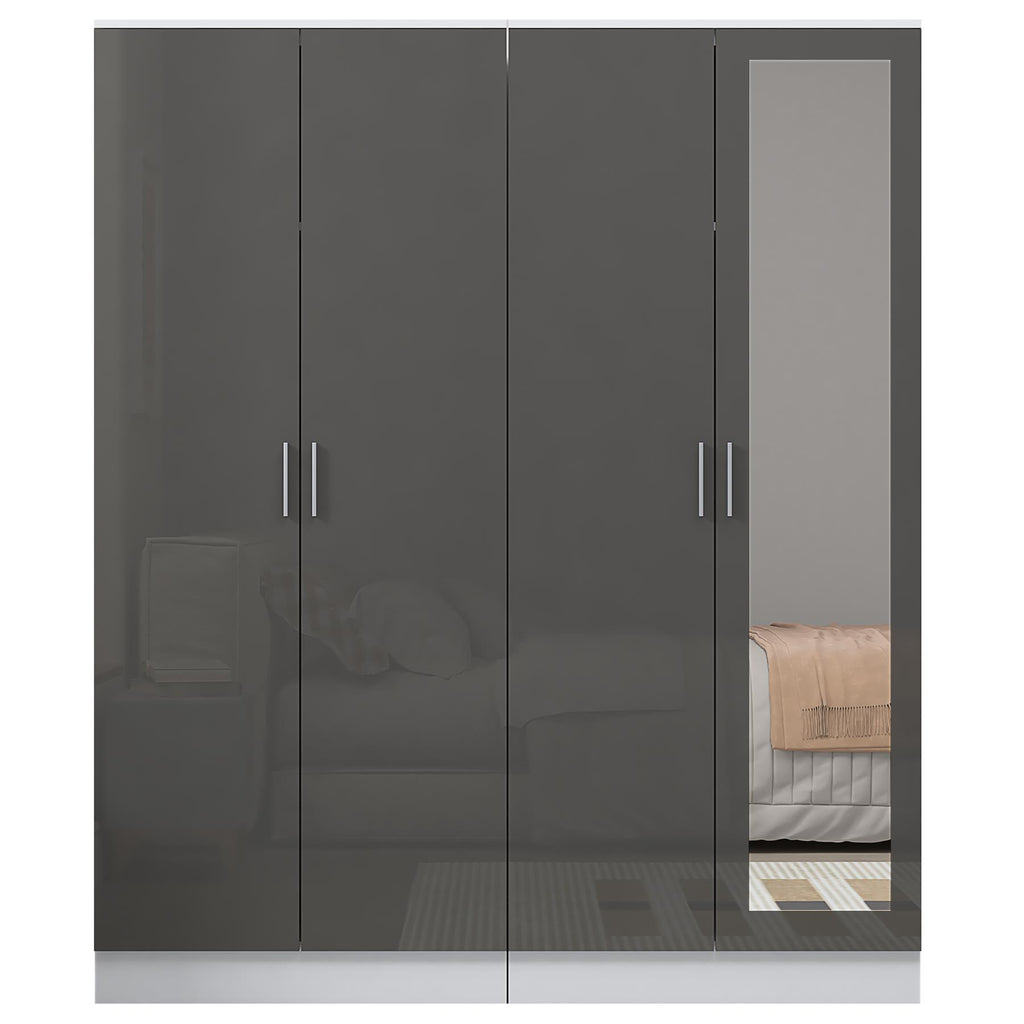 REFLECT Gloss 2pc Wardrobe Bundle - 2 Door Mirror + 2 Door Plain - 4 Colours