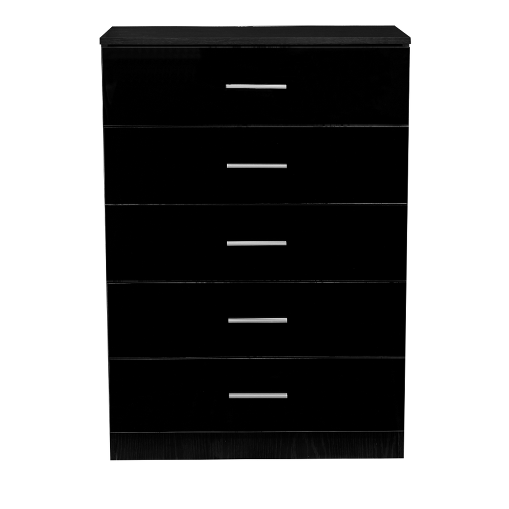 5 Drawer Chest- Black Gloss/Black Oak REFLECT