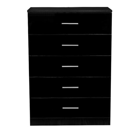 5 Drawer Chest- Black Gloss/Black Oak REFLECT