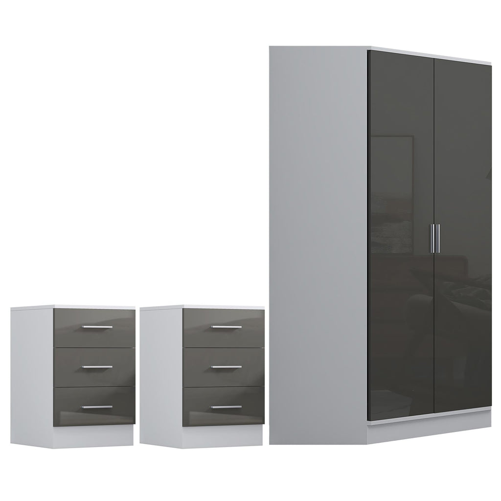 REFLECT 3pc Bedroom Set - 2 Door Corner + 2x Bedsides - 4 Colour Options