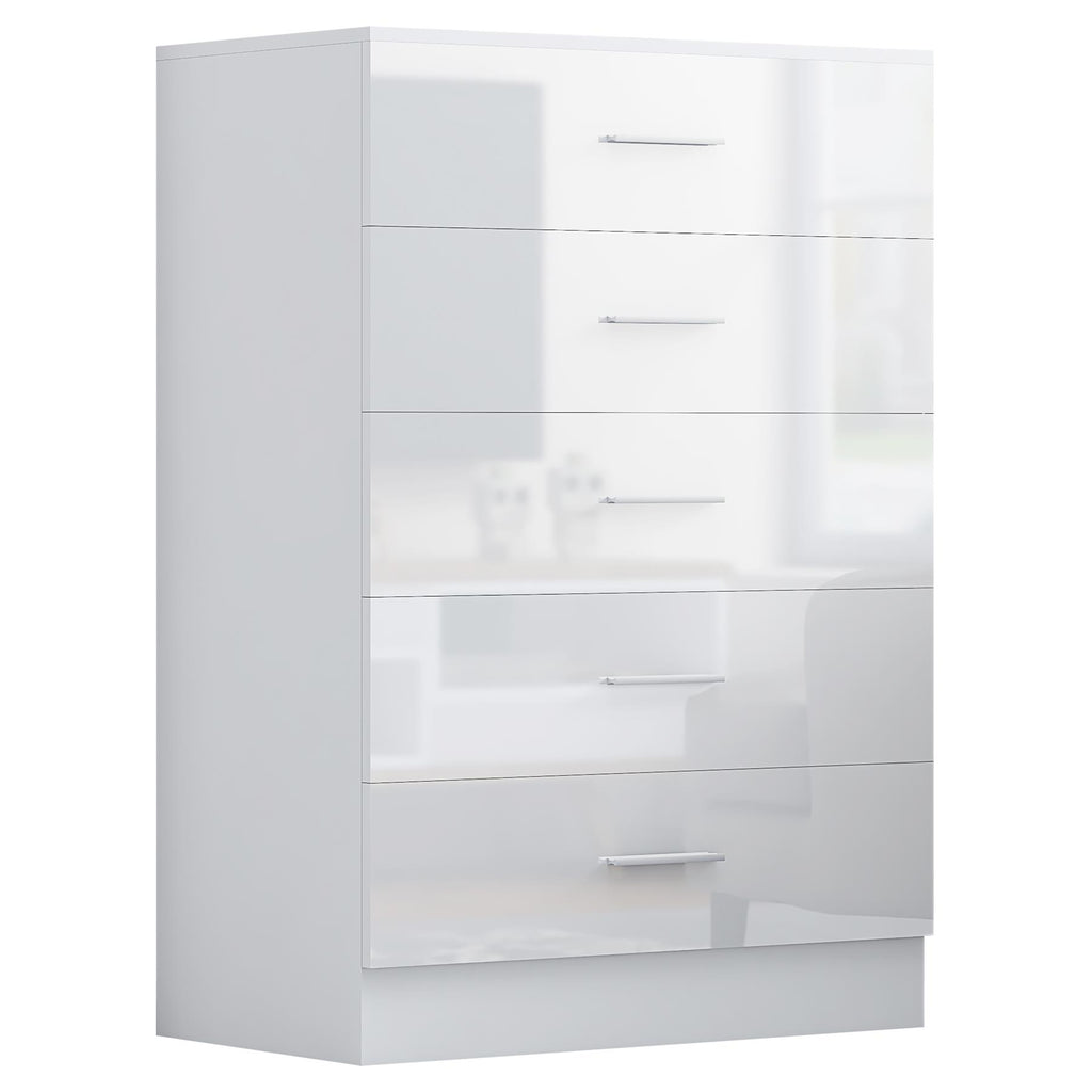 REFLECT Gloss 3pc Bedroom Set - 3 Door Wardrobe + 5 Draw Chest + Bedside