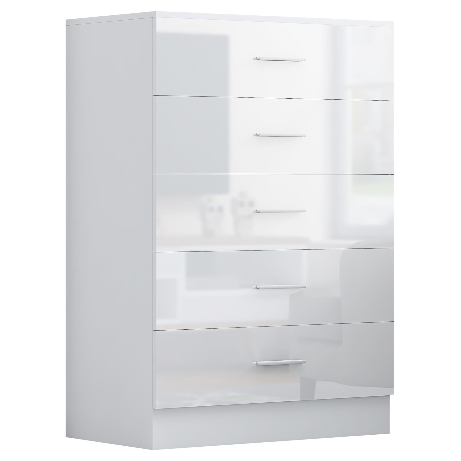 REFLECT Gloss 3pc Bedroom Set - 3 Door Wardrobe + 5 Draw Chest + Bedside