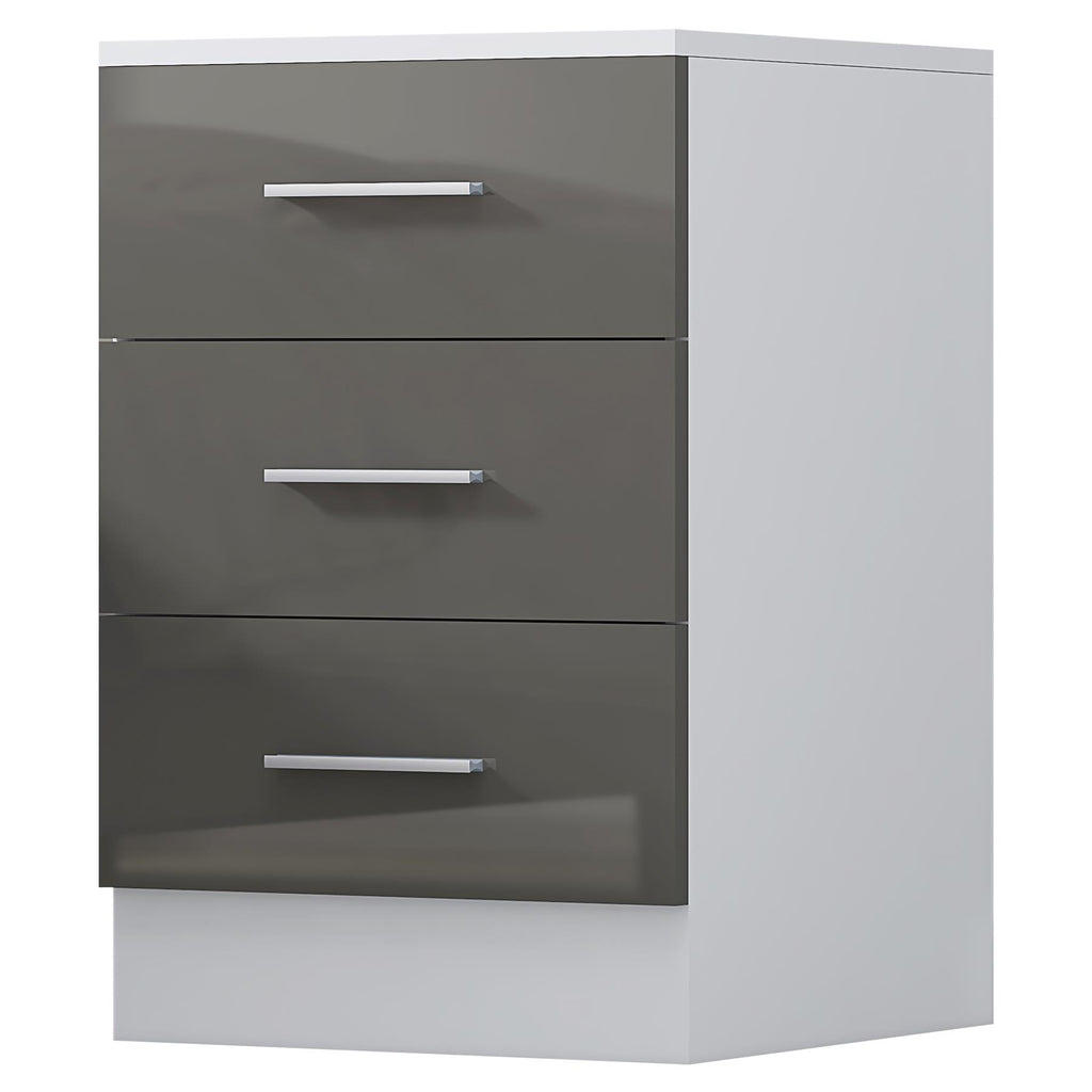 REFLECT Gloss Bedroom Furniture Tall 3 Drawer Bedside - 4 Colour Options