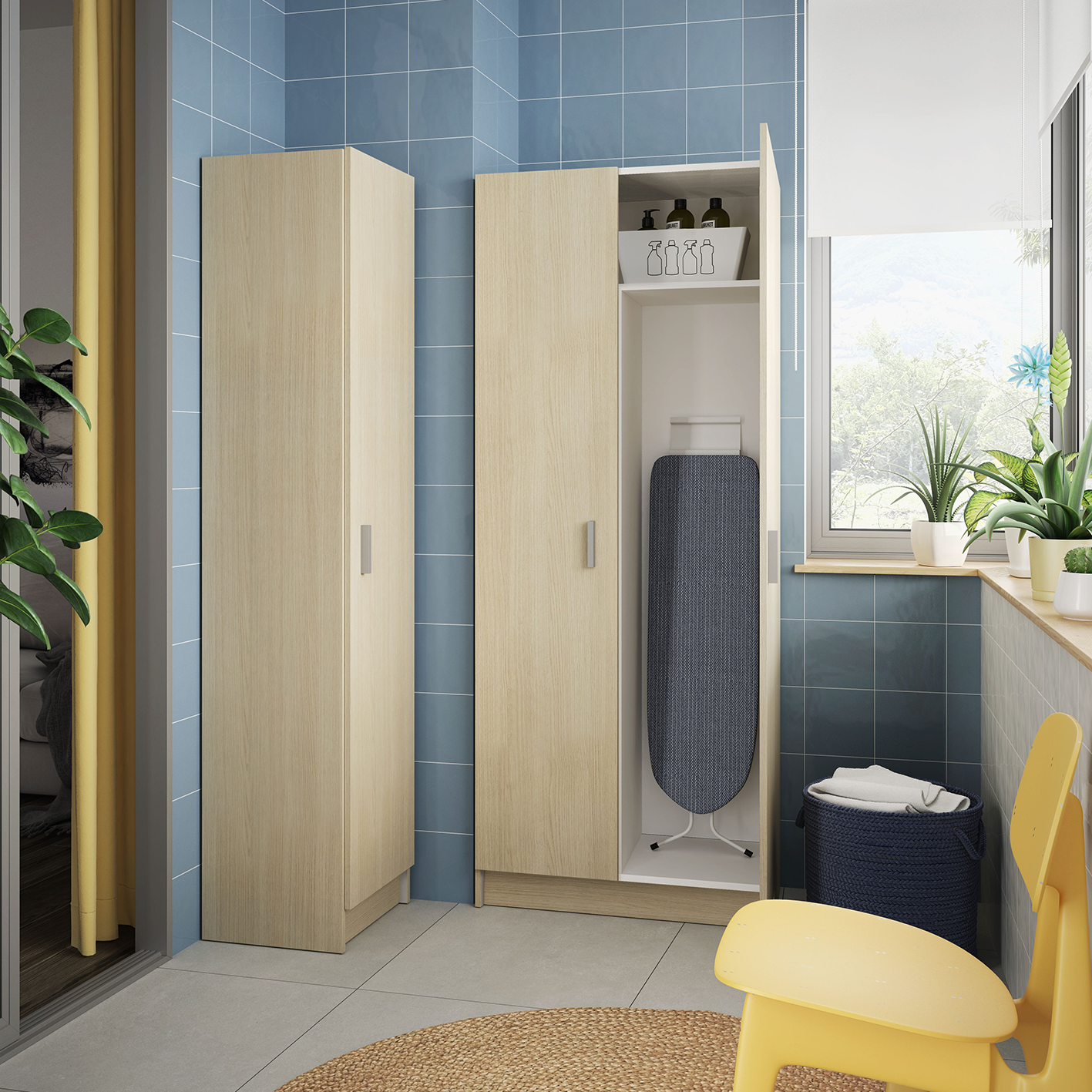 VITA Utility Laundry Cupboard / Cabinet Storage Units in White OR Oak Options