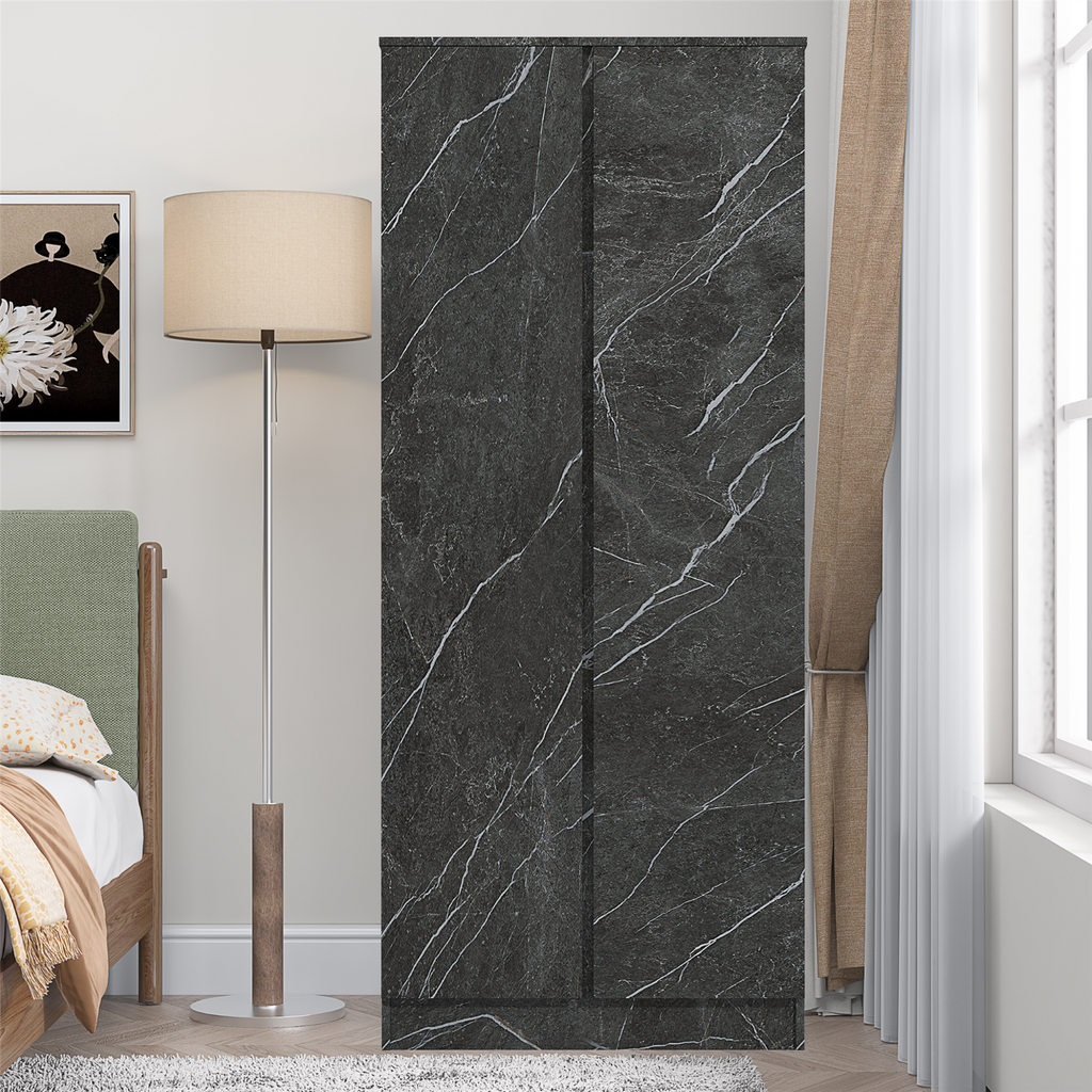 ZITA Bedroom Furniture Range Wardrobe Chest Bedside in Grey Marble Effect