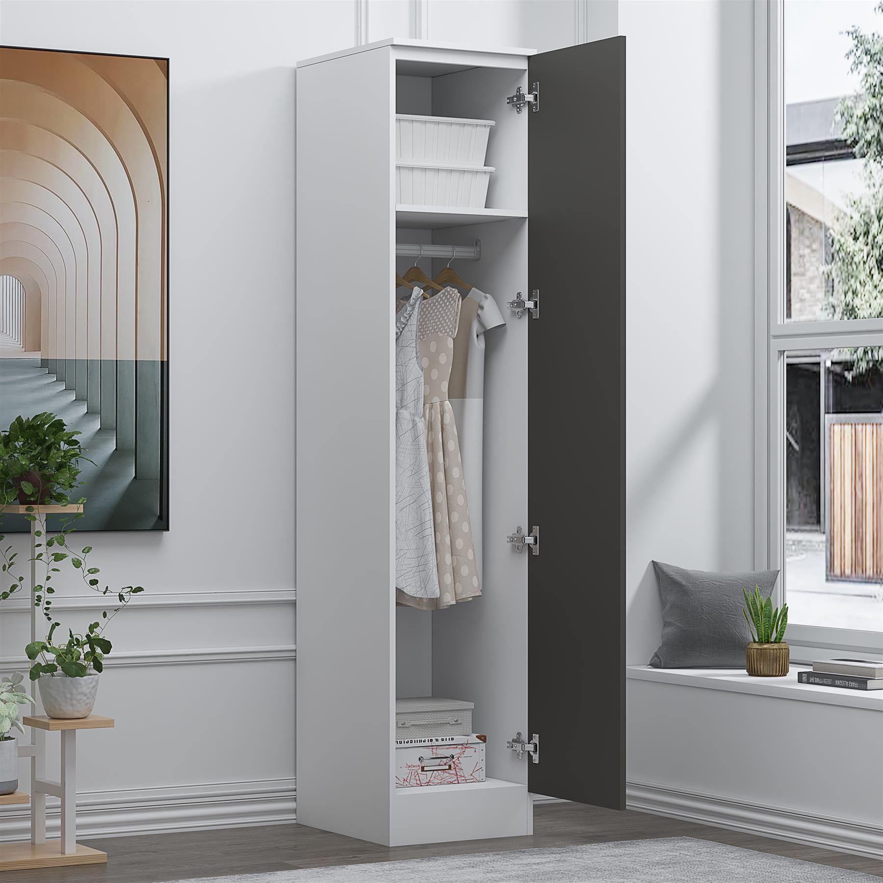 REFLECT Gloss Bedroom Furniture 1 Door Plain Wardrobe - 4 Colour Options