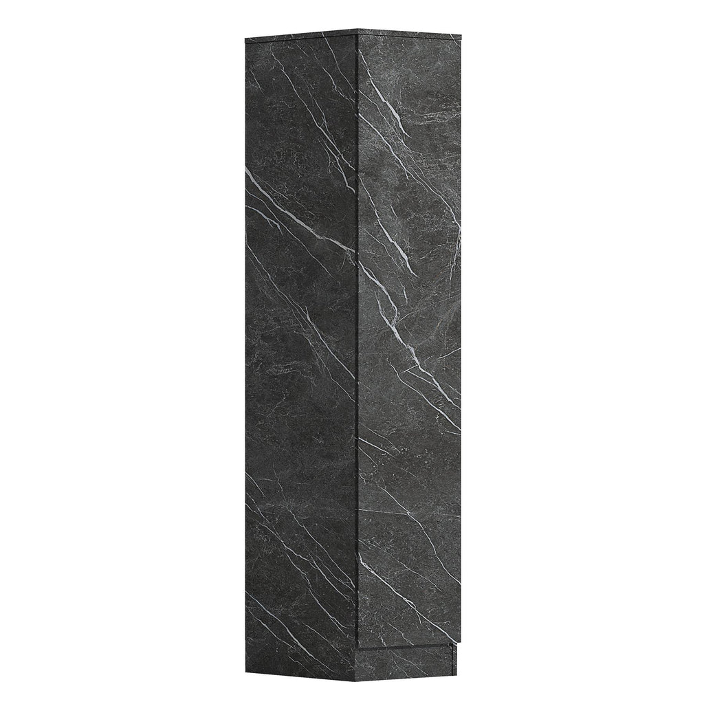 ZITA Compact 1-Door Wardrobe in Grey Marble Effect - Bedroom Storage, (L) 50cm x (W) 37.5cm x (H) 180cm, Stylish and Space-Saving