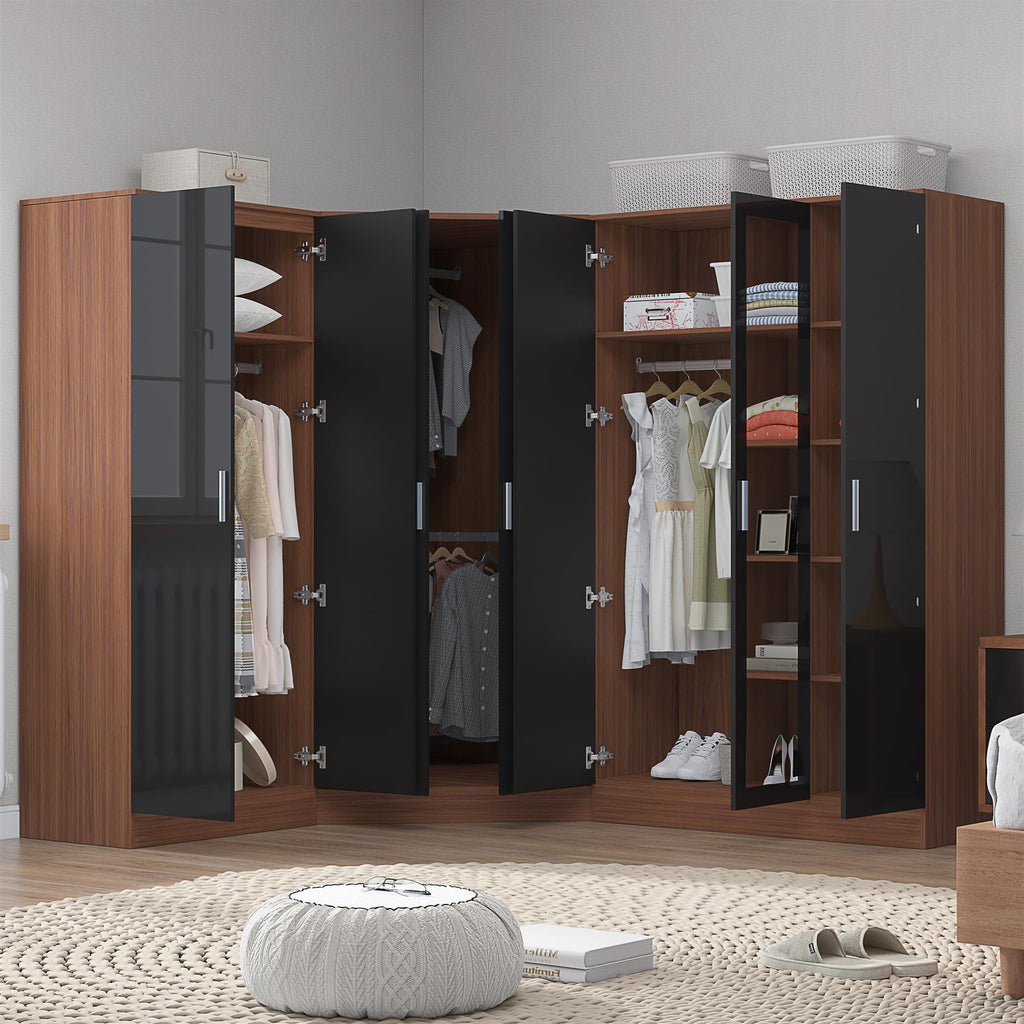REFLECT Gloss 7 Door Wardrobe Bundle - Corner + 3dr Mirror + Double Wardrobe