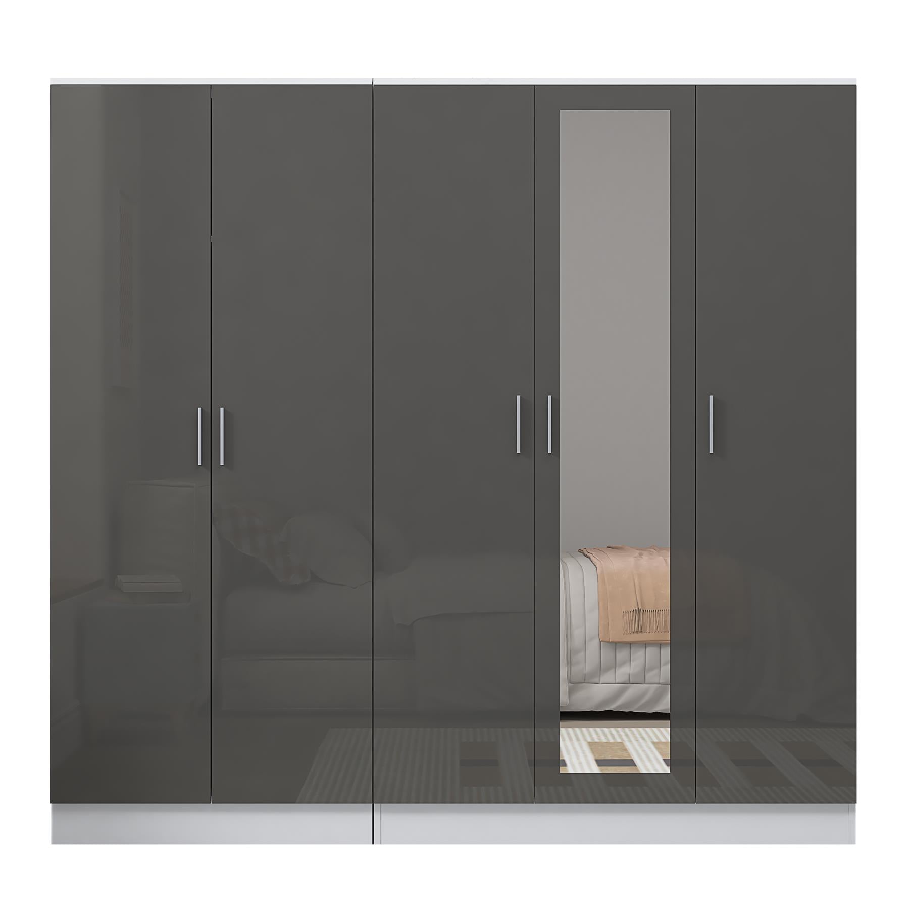REFLECT 2pc Wardrobe Bundle - 3 Door Mirror + 2 Door Plain - 4 Colour Options