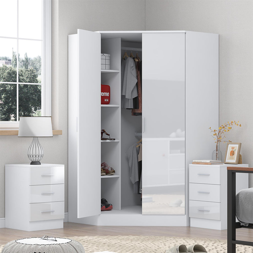 REFLECT 3pc Bedroom Set - 2 Door Corner + 2x Bedsides - 4 Colour Options