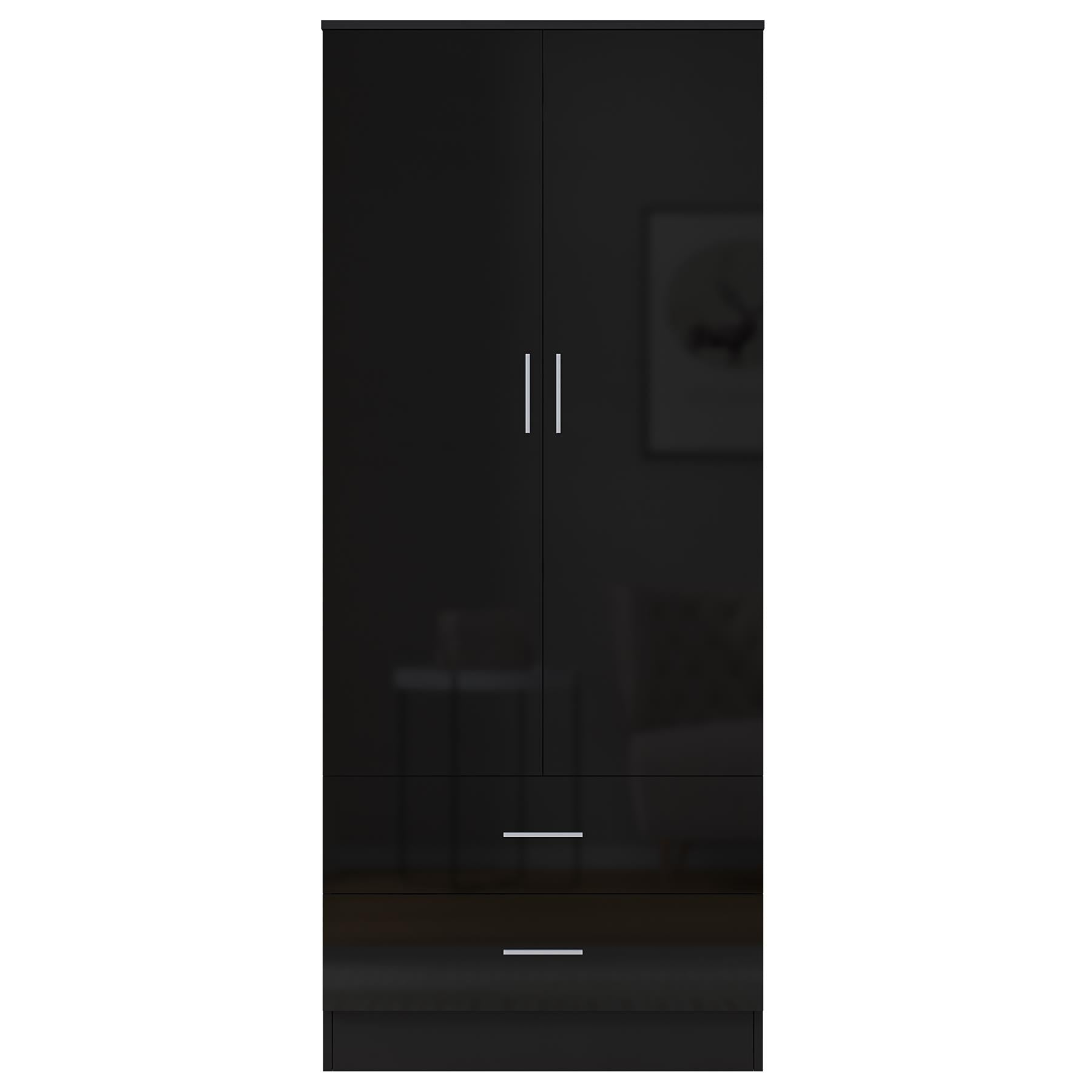 REFLECT Gloss Bedrooom 2 Door & 2 Drawer Combination Wardrobe - 4 Colour Options