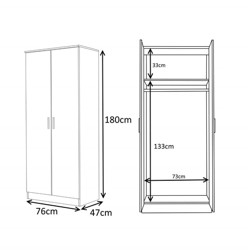 REFLECT Gloss 2pc Wardrobe Bundle - 2x 2 Door Plain Wardrobes - 4 Colour Options