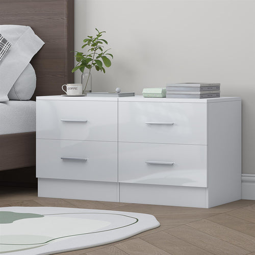 Reflect 2 Drawer Bedside Bundle (2x) - White Gloss & Matt White - Modern Bedside